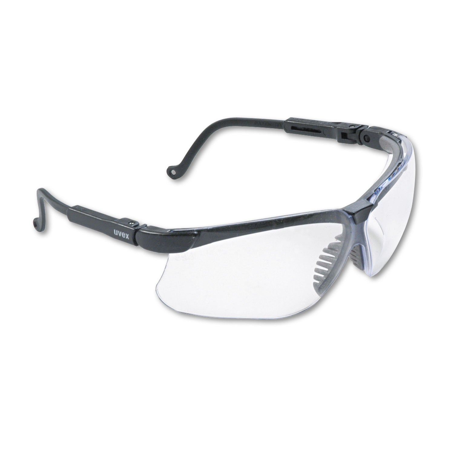 Genesis Wraparound Safety Glasses, Black Plastic Frame, Clear Lens -
