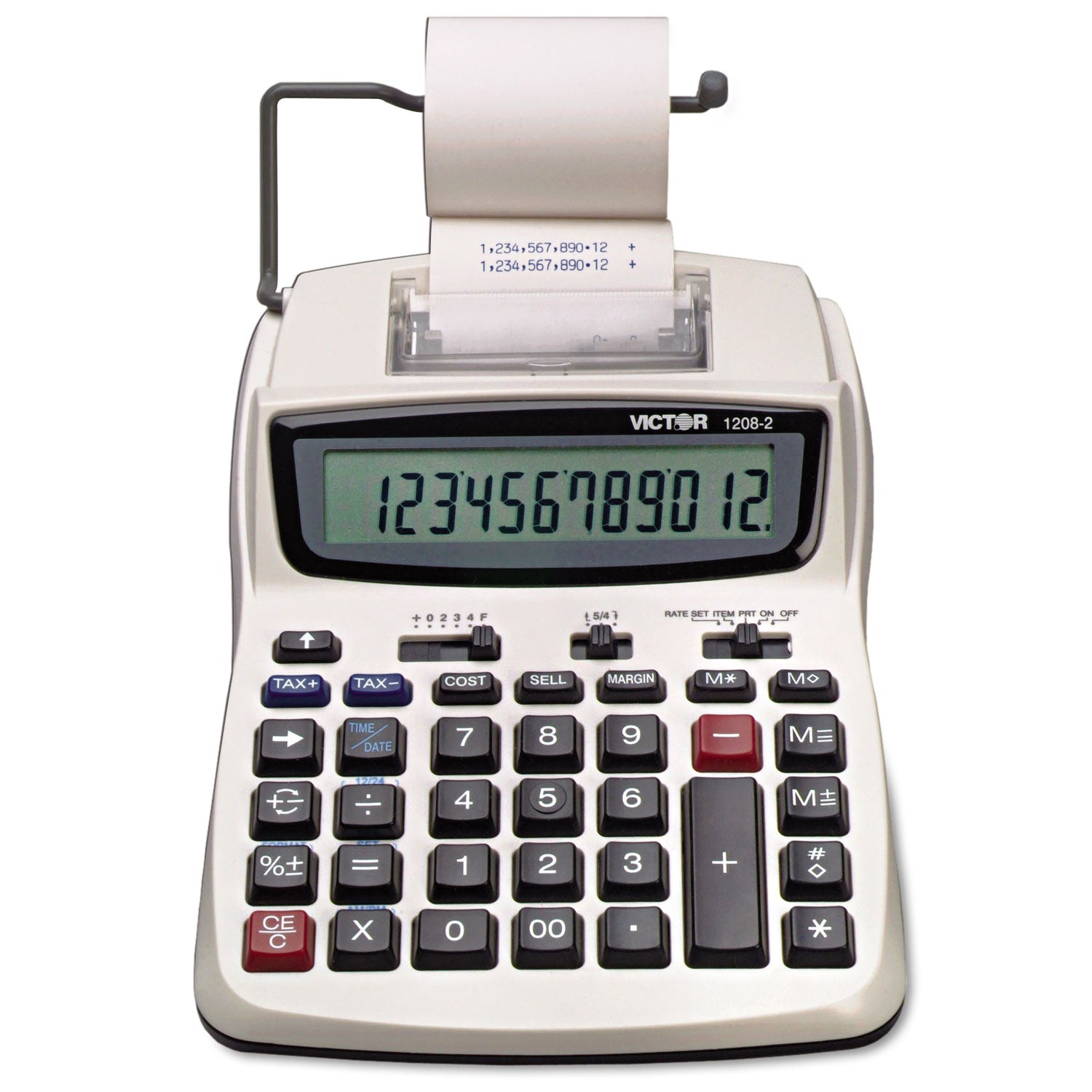 1208-2 Two-Color Compact Printing Calculator, Black/Red Print, 2.3 Lines/Sec -