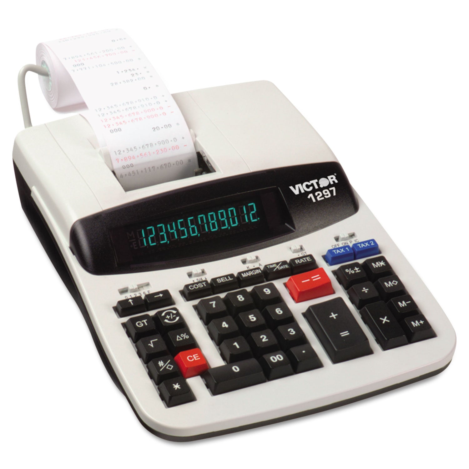 1297 Two-Color Commercial Printing Calculator, Black/Red Print, 4.5 Lines/Sec -
