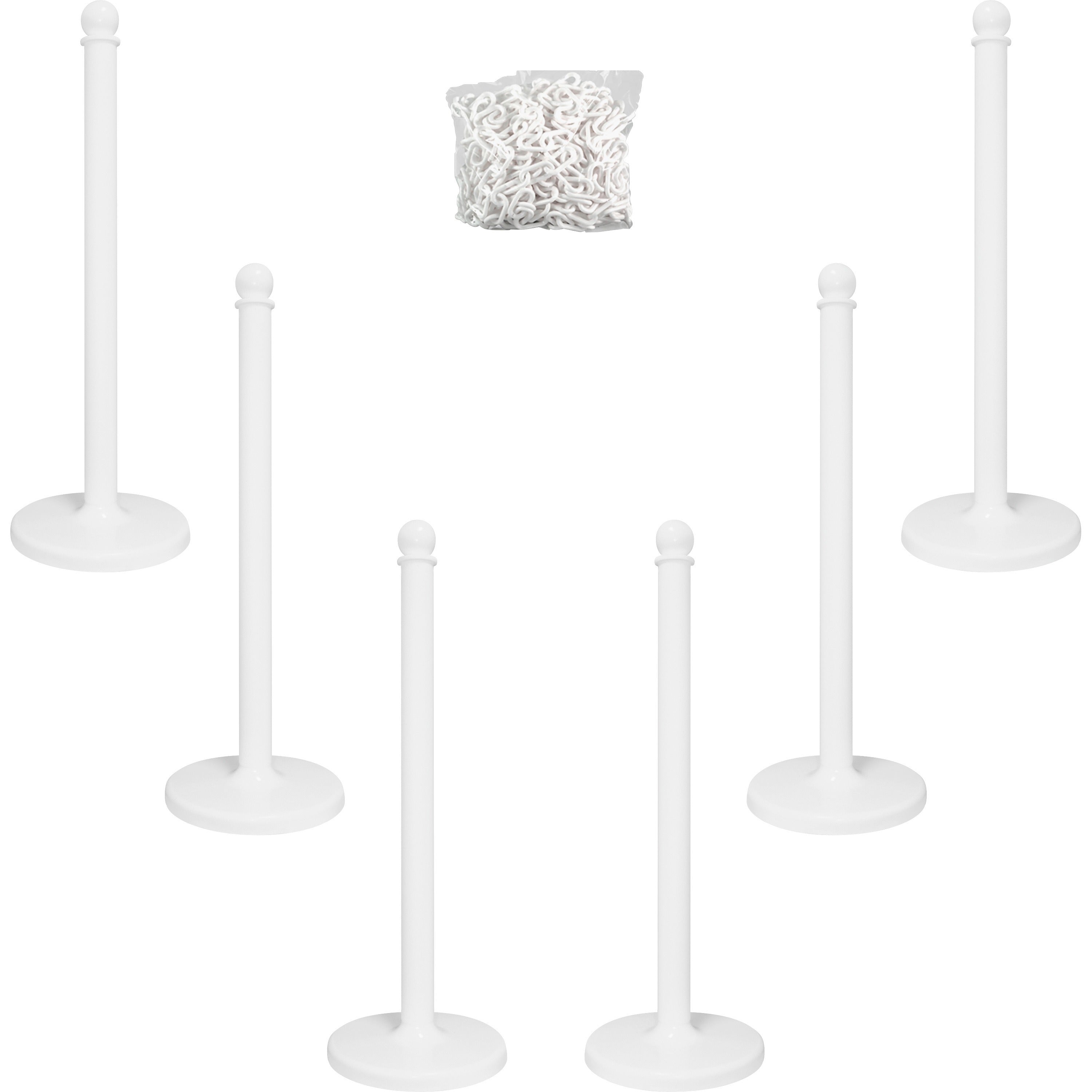 Tatco Plastic Stanchions and Chains - White Plastic 39" Post - White - 6 / Box -