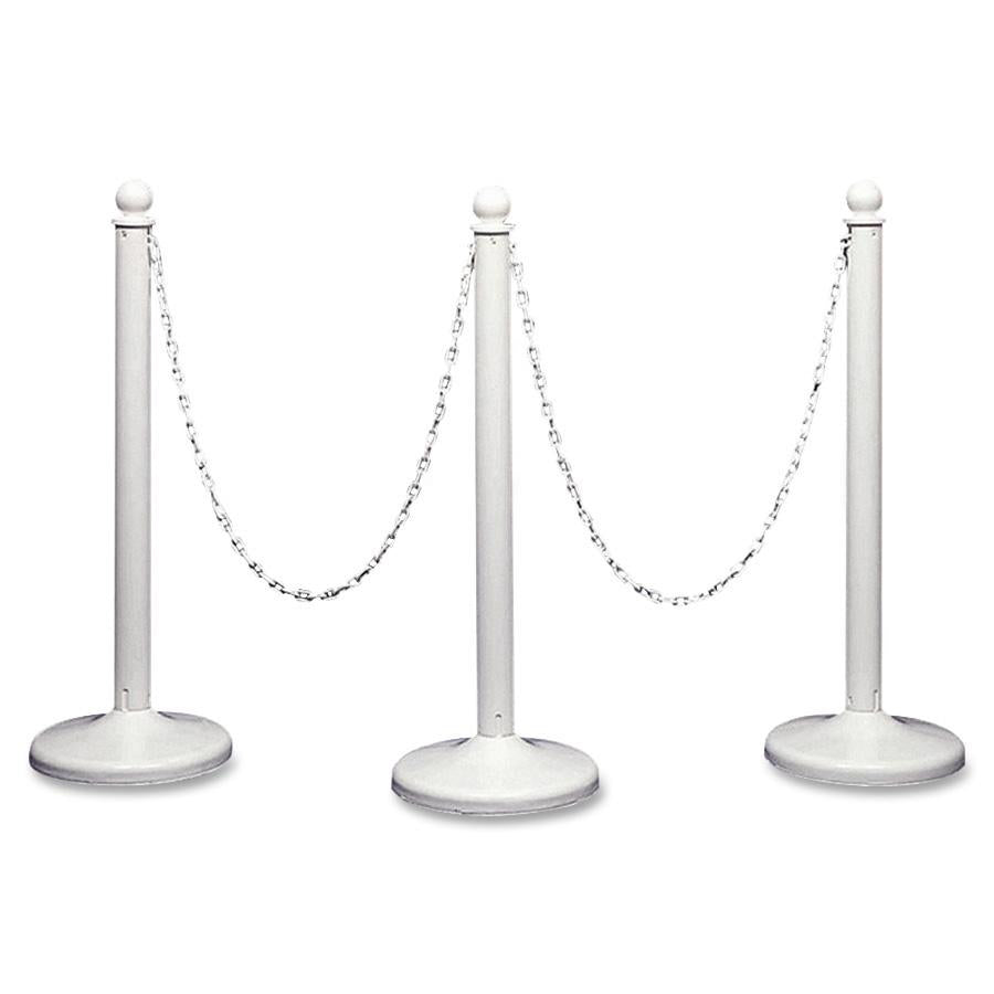 Tatco Plastic Stanchions and Chains - White Plastic 39" Post - White - 6 / Box -