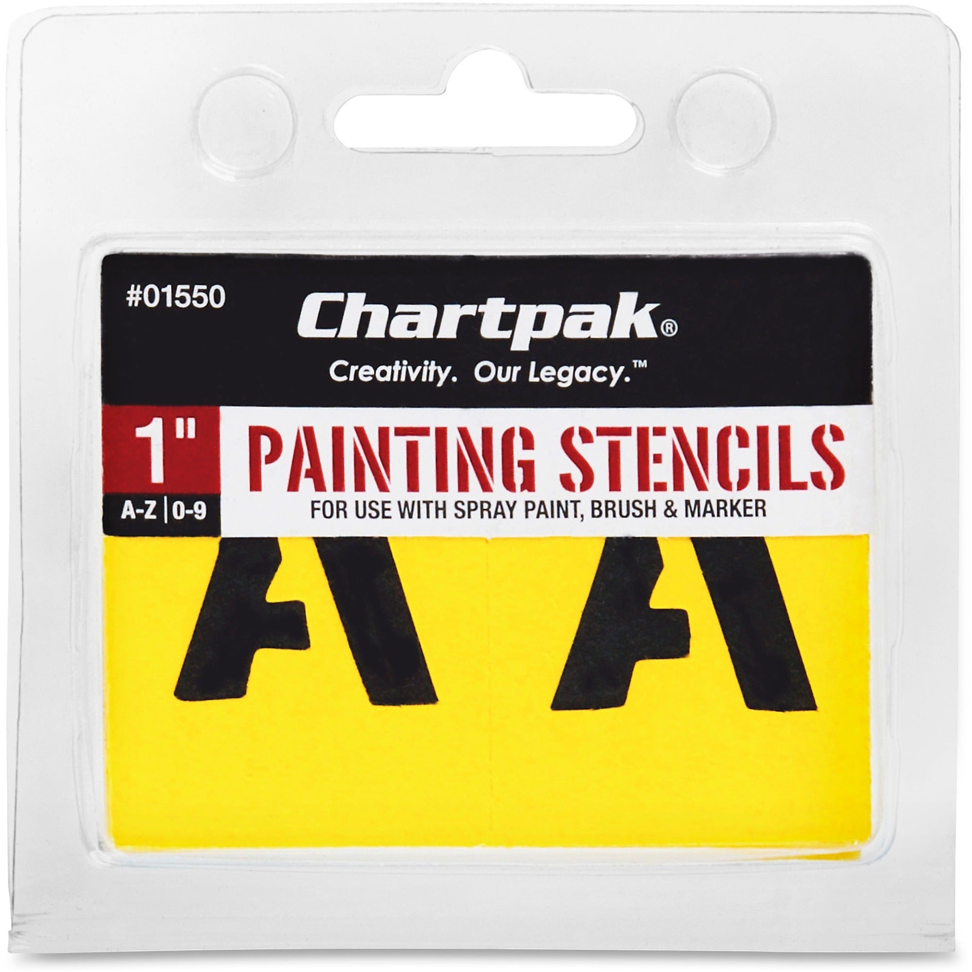 Chartpak Painting Letters/Numbers Stencils - 1" - Gothic - Yellow -