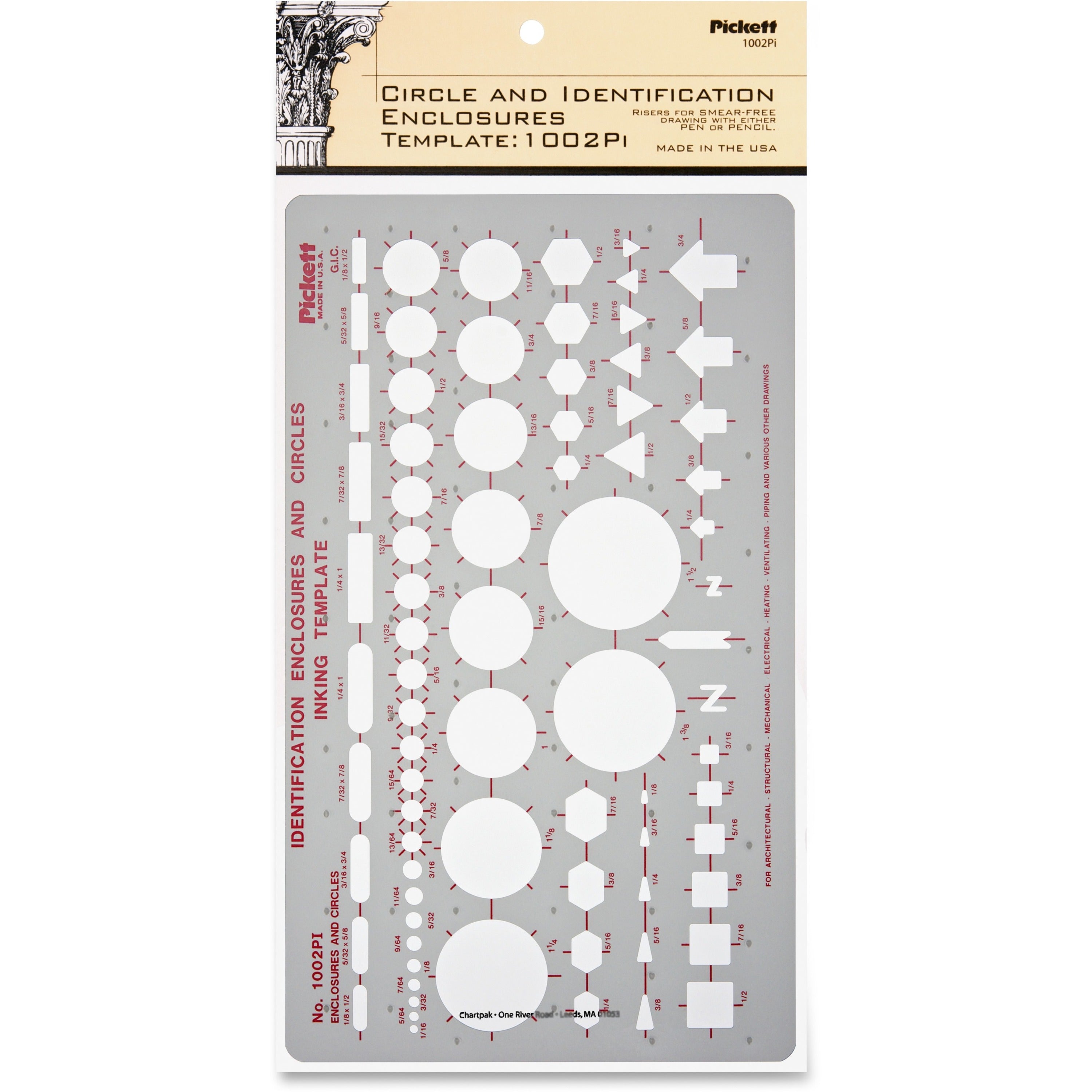 Chartpak Circle/Identification Template - Circle, Square, Hexagon, Rectangle, Diamond, Directional Arrow - 5.9" x 10" - Gray -