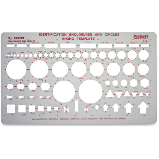 Chartpak Circle/Identification Template - Circle, Square, Hexagon, Rectangle, Diamond, Directional Arrow - 5.9" x 10" - Gray -