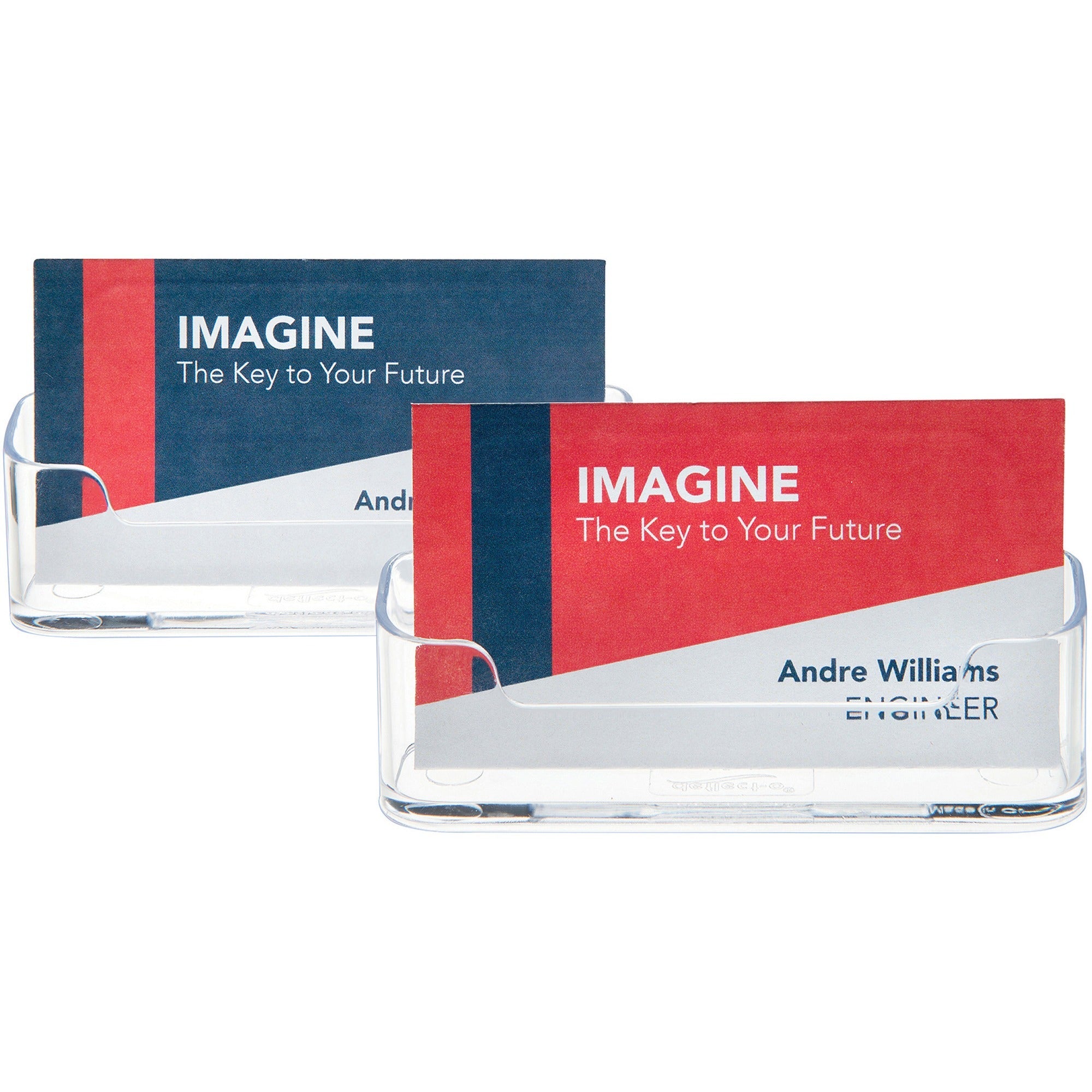 Deflecto Business Card Holders - 1.8" x 3.9" x 1.4" x - Plastic - 2 / Pack - Clear -
