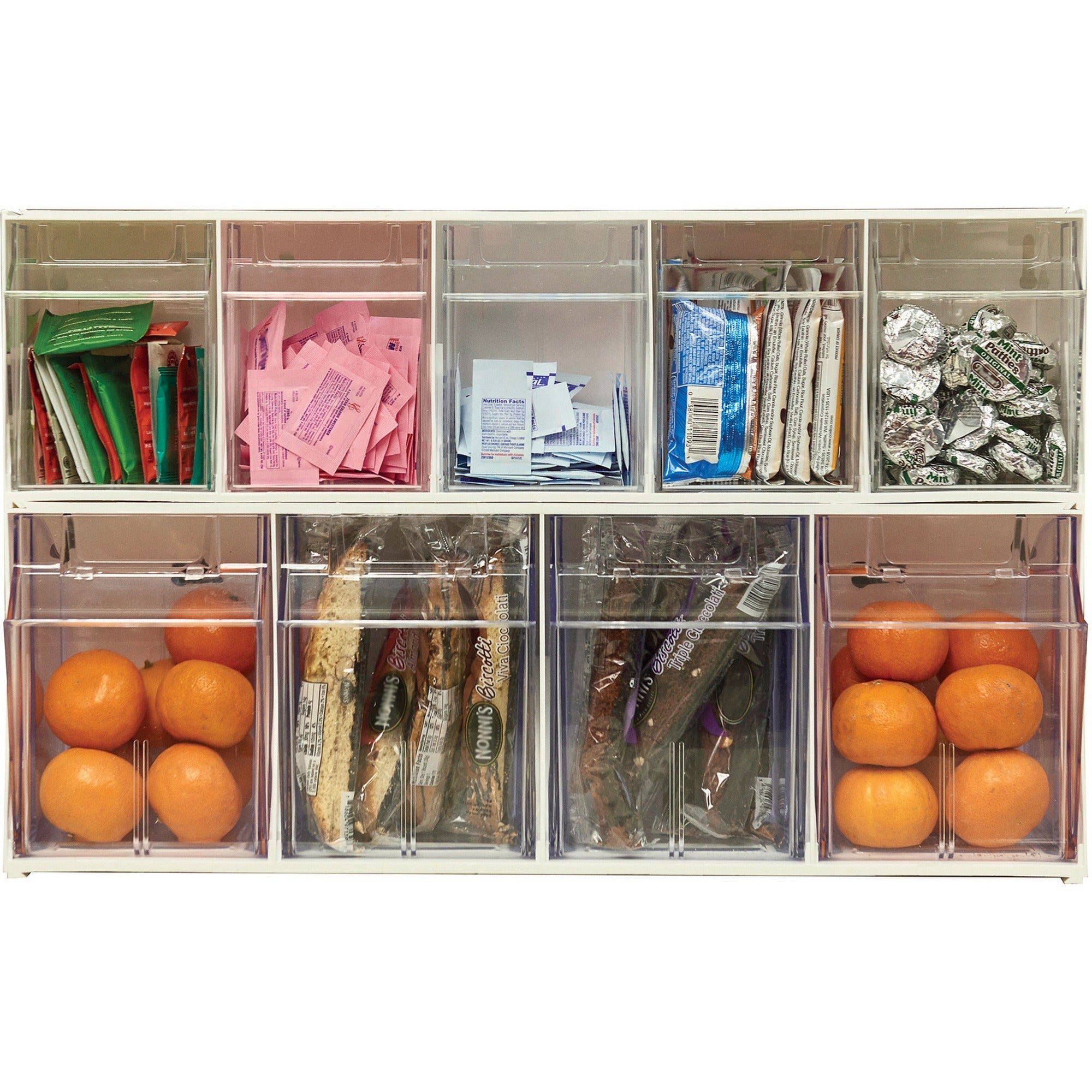 Deflecto Tilt Bin Interlocking Multi-Bin Storage Organizer - 5 Compartment(s) - 6.5" Height x 23.6" Width x 5.3" DepthDesktop - White - 1 Each -