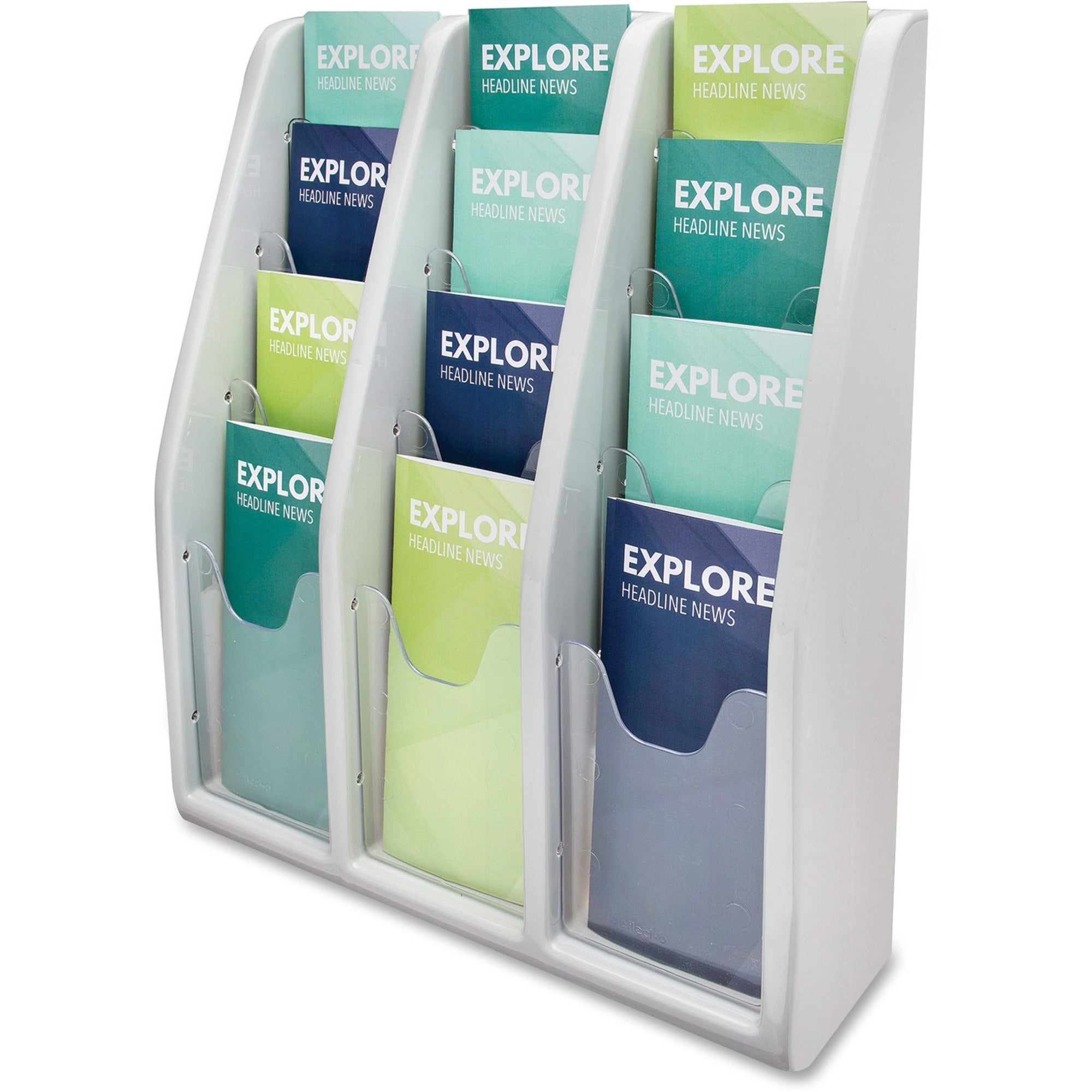 deflecto-multi-compartment-literature-display-12-pockets-198-height-x-158-width-x-5-depthdesktop-durable-lightweight-gray-plastic-1-each_def52809 - 1