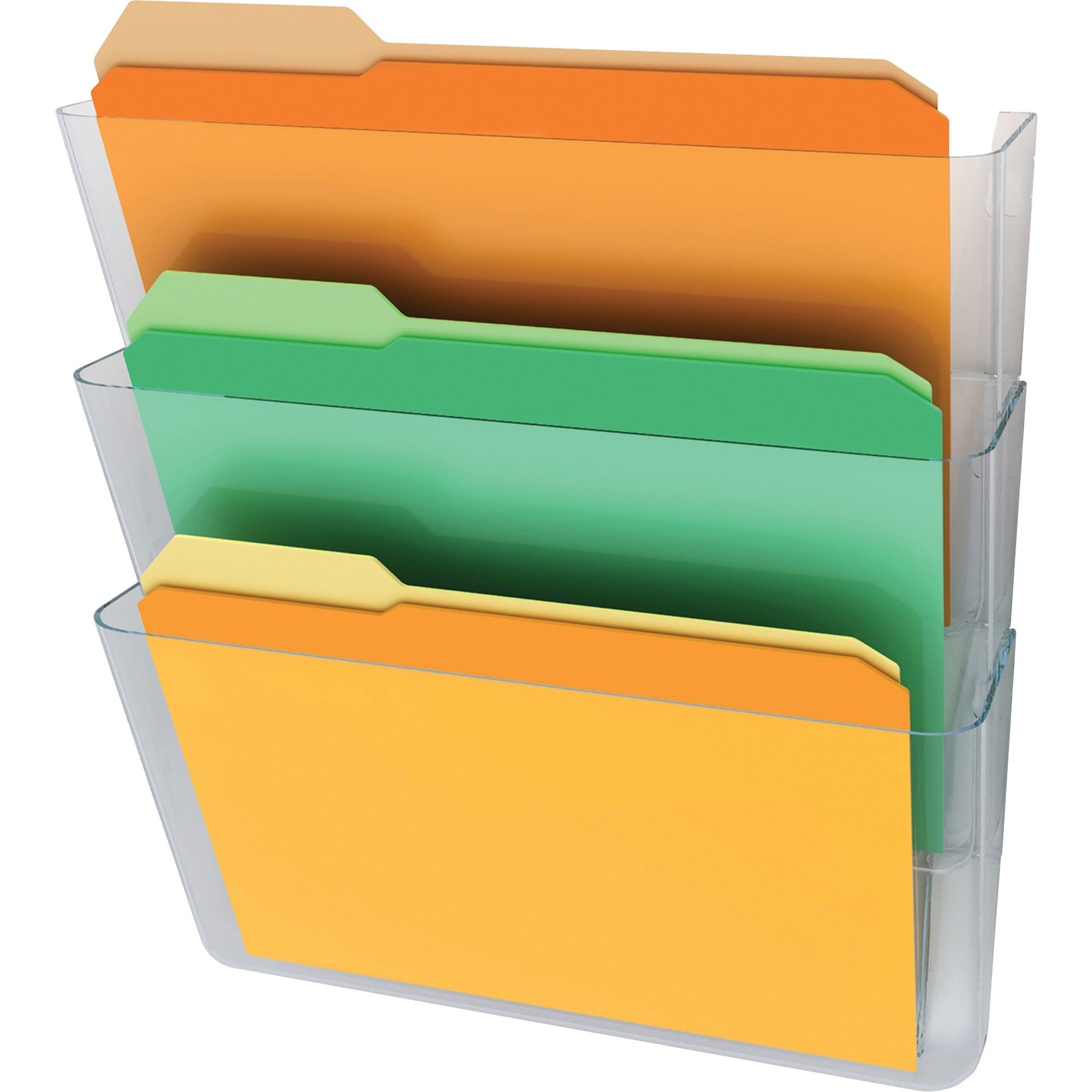 Deflecto Stackable DocuPocket for Partition Walls - 3 Pocket(s) - 3 Compartment(s) - 7" Height x 13" Width x 4" Depth - Stackable - Clear - 3 / Set -