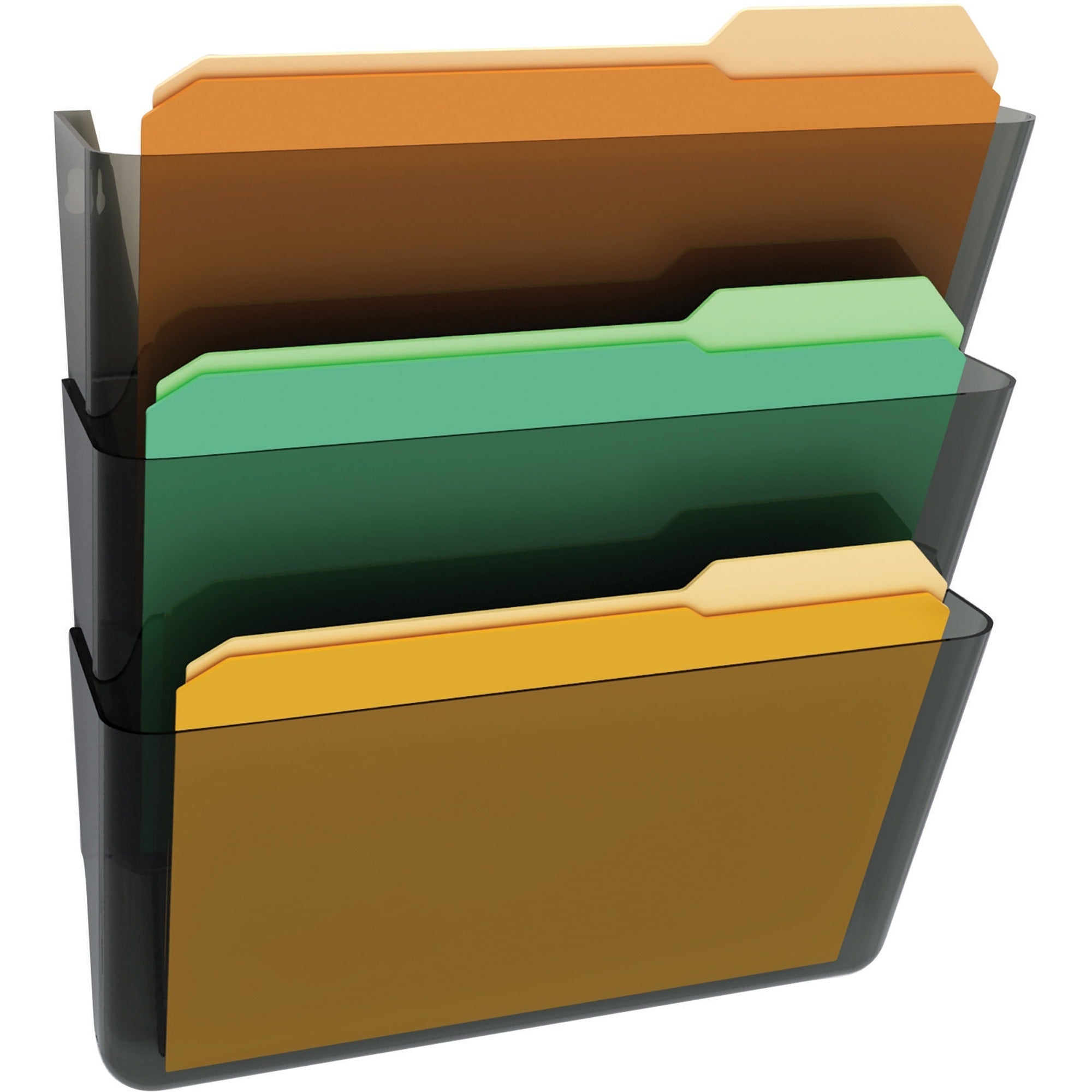 Deflecto Stackable DocuPocket Set - 3 Pocket(s) - 7" Height x 13" Width x 4" Depth - Stackable - Smoke - 3 / Set -