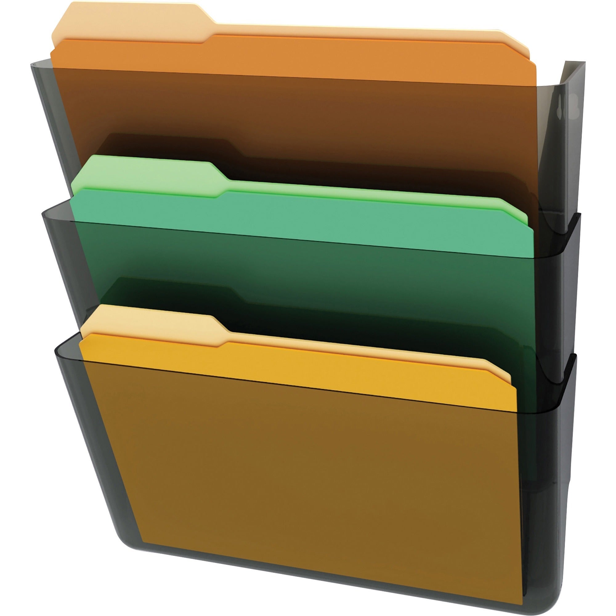 Deflecto Stackable DocuPocket Set - 3 Pocket(s) - 7" Height x 13" Width x 4" Depth - Stackable - Smoke - 3 / Set -