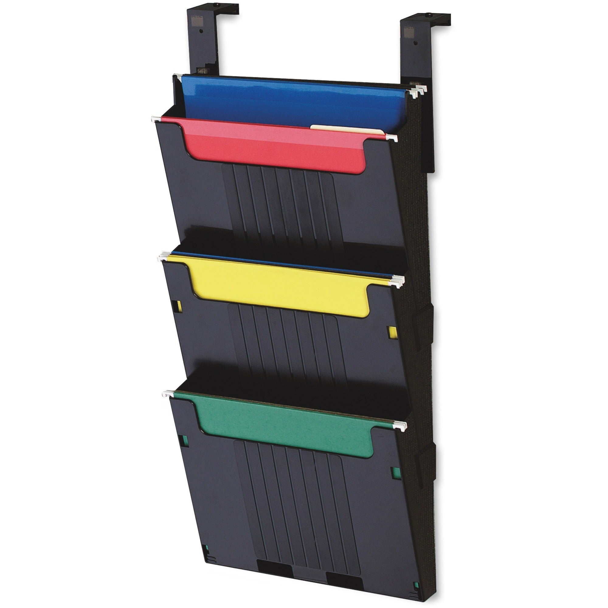 Deflecto Partition Pocket System - 3 Pocket(s) - 25" Height x 12.6" Width x 3.9" Depth - Black - 3 / Set -