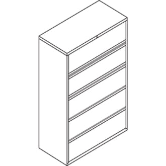 HON Brigade 800 Series 5-Drawer Lateral - 42" x 18" x 64.3" - 2 x Shelf(ves) - 5 x Drawer(s) for File - A4, Legal, Letter - Lateral - Interlocking, Durable, Leveling Glide, Recessed Handle, Ball-bearing Suspension - Charcoal - Baked Enamel - Steel - -