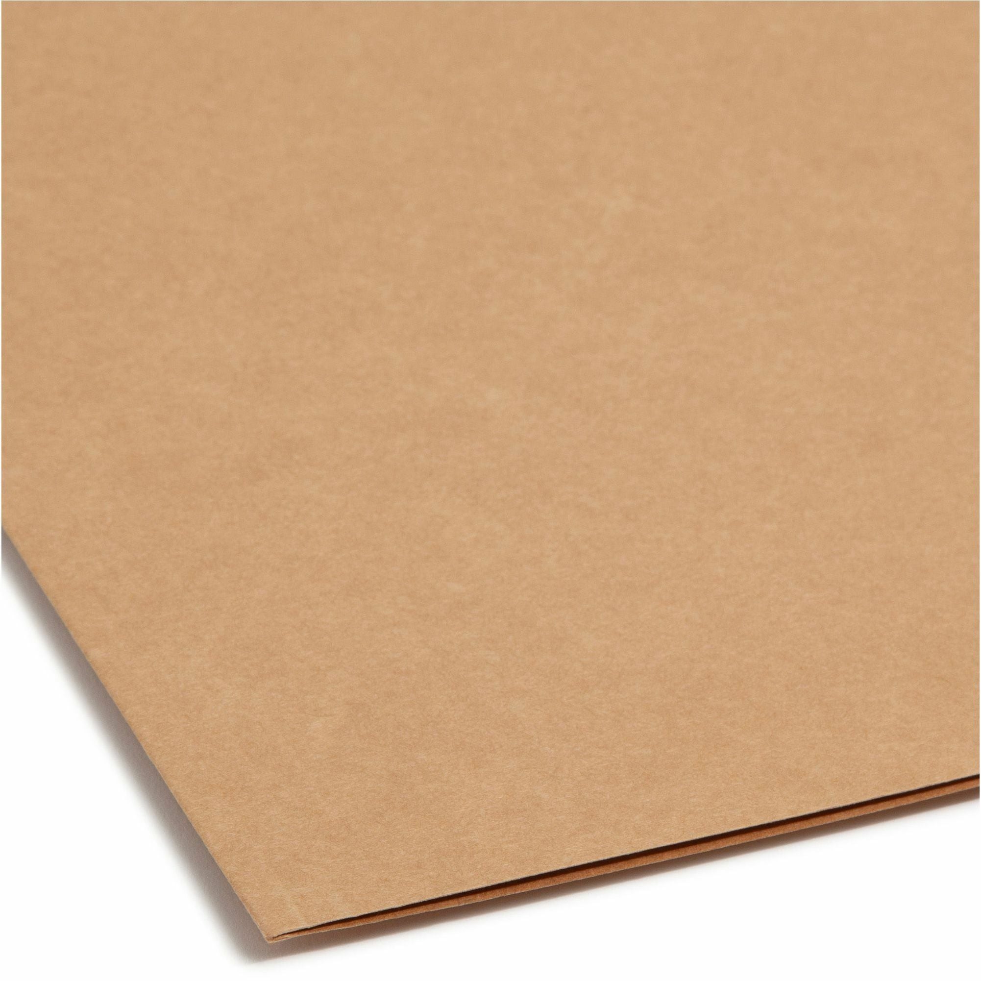 Smead Straight Tab Cut Letter Recycled Fastener Folder - 8 1/2" x 11" - 3/4" Expansion - 1 x 2K Fastener(s) - 2" Fastener Capacity for Folder - Top Tab Location - Assorted Position Tab Position - Kraft - Kraft - 10% Recycled - 50 / Box -