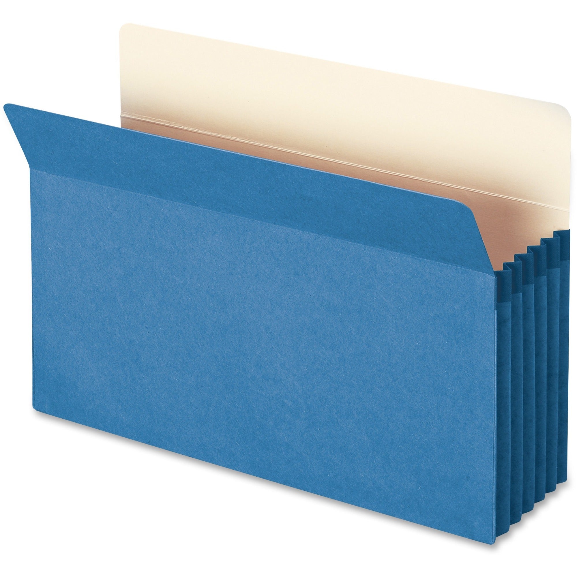 Smead Colored File Pockets - Legal - 8 1/2" x 14" Sheet Size - 5 1/4" Expansion - Top Tab Location - 9 pt. Folder Thickness - Blue - Recycled - 1 Each -