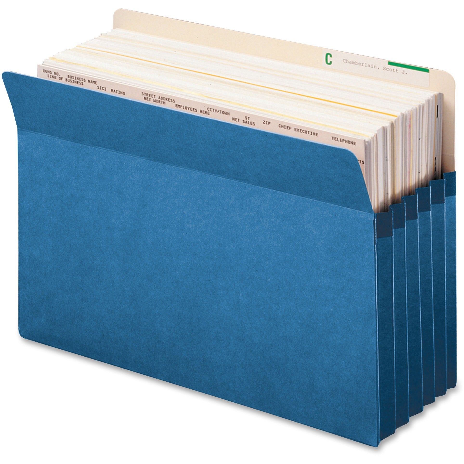 Smead Colored File Pockets - Legal - 8 1/2" x 14" Sheet Size - 5 1/4" Expansion - Top Tab Location - 9 pt. Folder Thickness - Blue - Recycled - 1 Each -