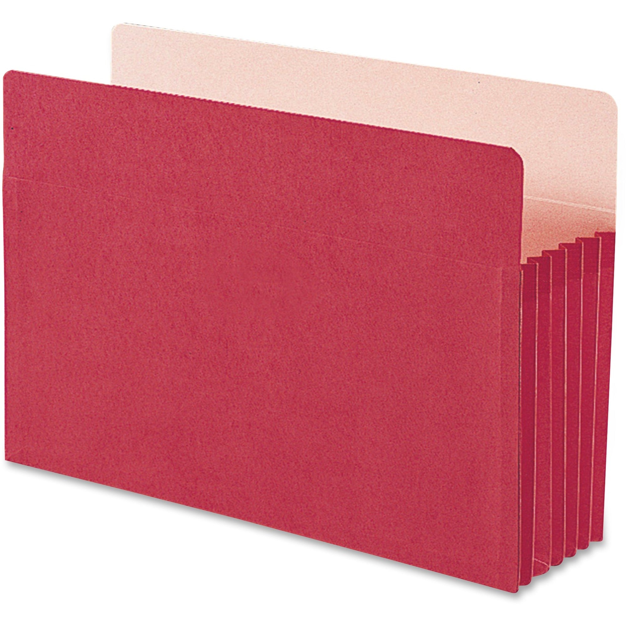 Smead Colored Straight Tab Cut Legal Recycled File Pocket - 8 1/2" x 14" - 5 1/4" Expansion - Top Tab Location - Manila - Red - 10% Recycled - 1 Each -