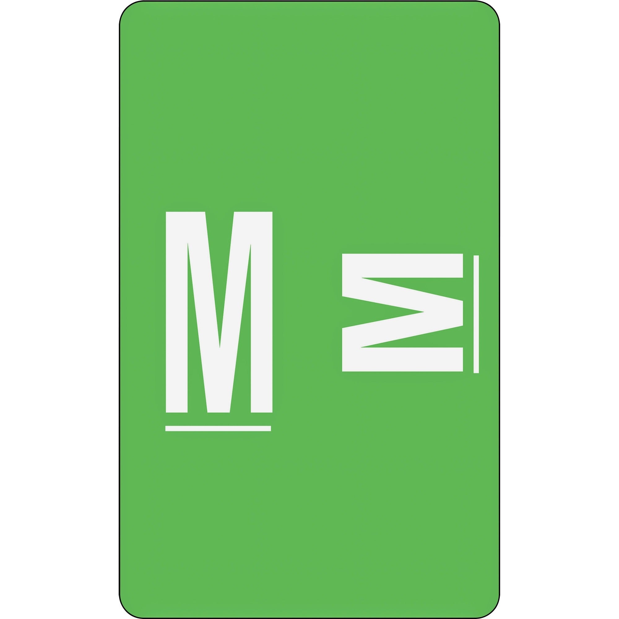 Smead AlphaZ ACCS Color-Coded Labels - "M" - 1" Width x 1 5/8" Length - Light Green - 10 / Sheet - 100 / Pack -