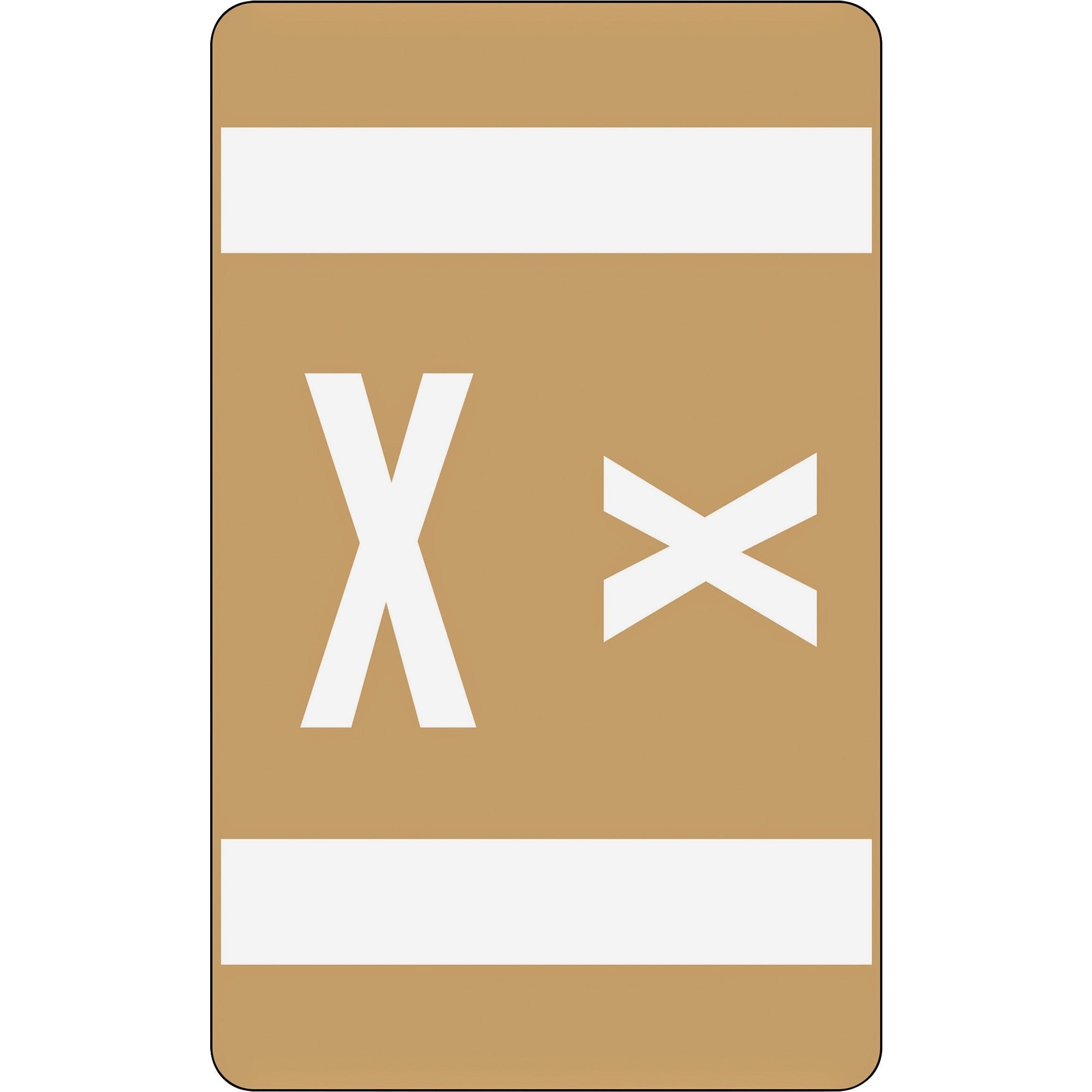 Smead AlphaZ ACCS Color-Coded Labels - "X" - 1" Width x 1 5/8" Length - Light Brown - 10 / Sheet - 100 / Pack -