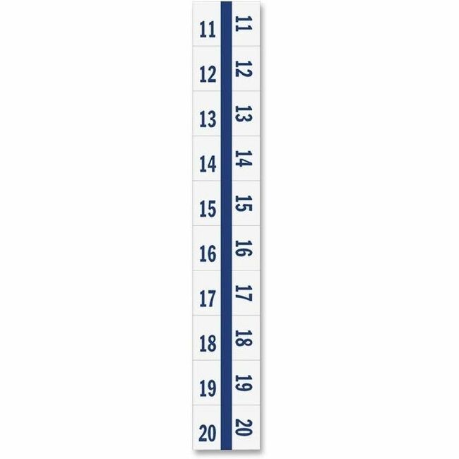 Tabbies Legal Index Divider Tabs - 10 Printed Tab(s) - Digit - 11-20 - 8.5" Divider Width x 11" Divider Length - Letter - 7 Hole Punched - White Paper Divider - Punched, Laminated Tab - 100 / Pack -