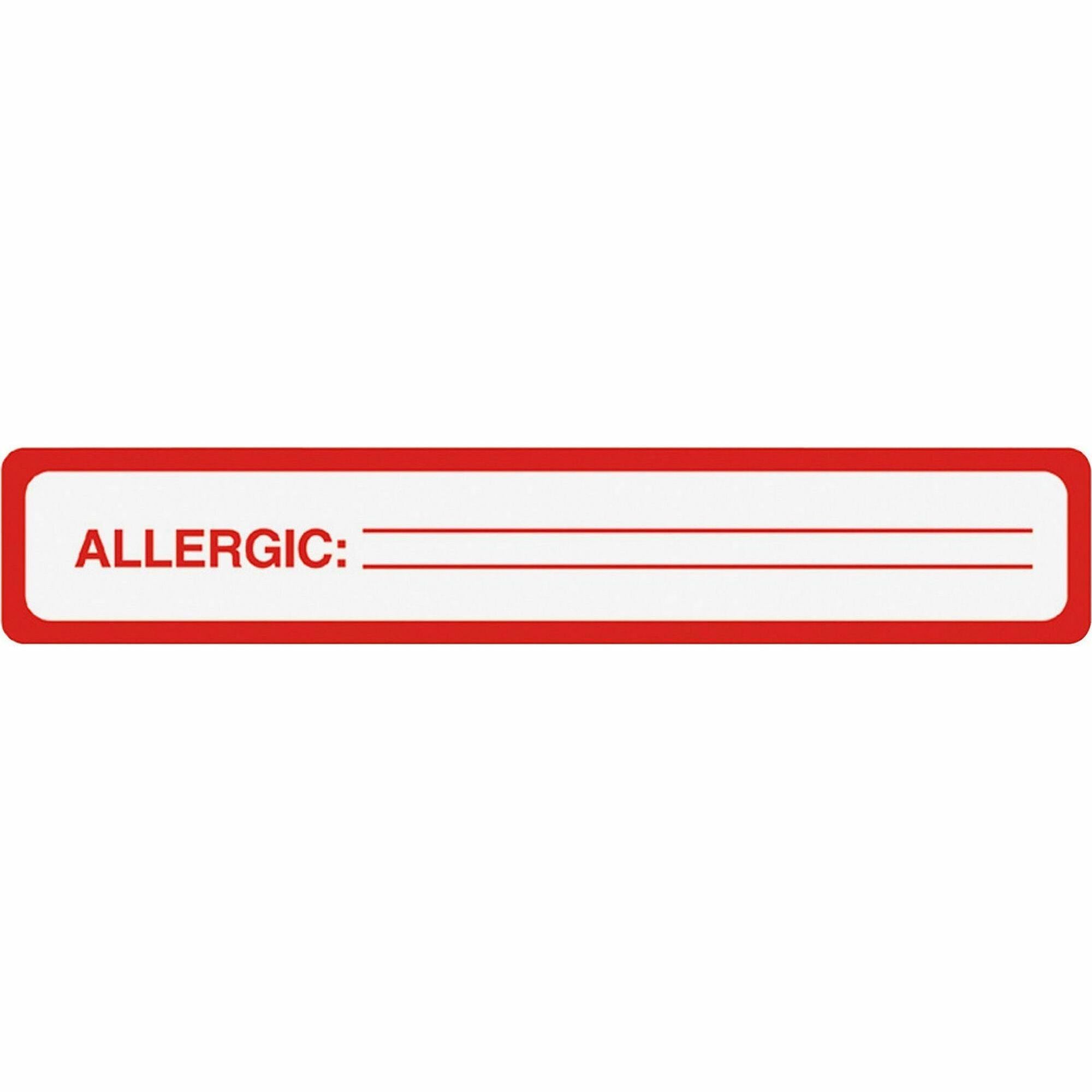 Tabbies ALLERGIC Allergy Message Labels - 5 1/2" Width x 1" Length - Black, Black - 175 / Roll -