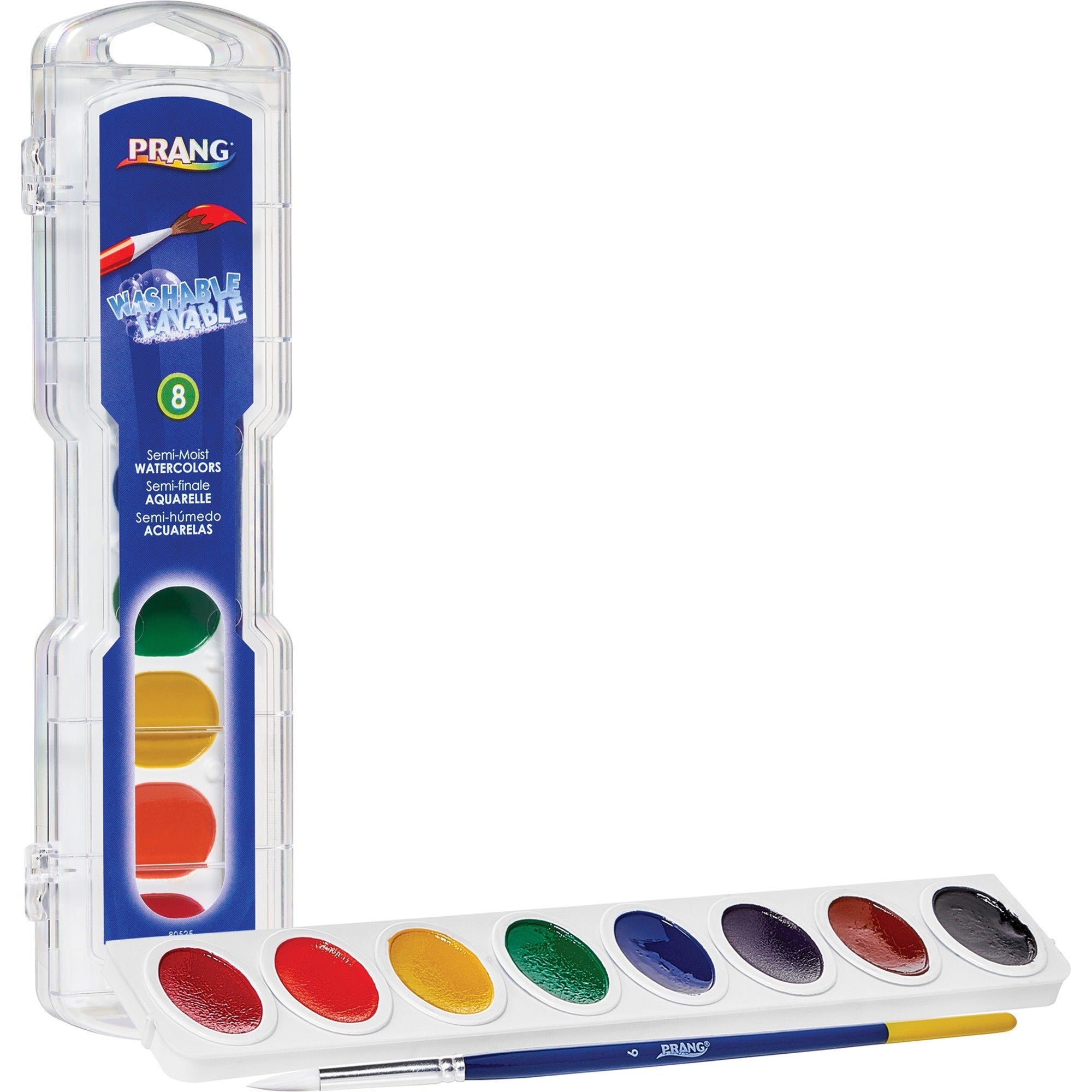 Prang Semi-Moist Washable Watercolors - 0.10 fl oz - 8 / Set - Assorted -