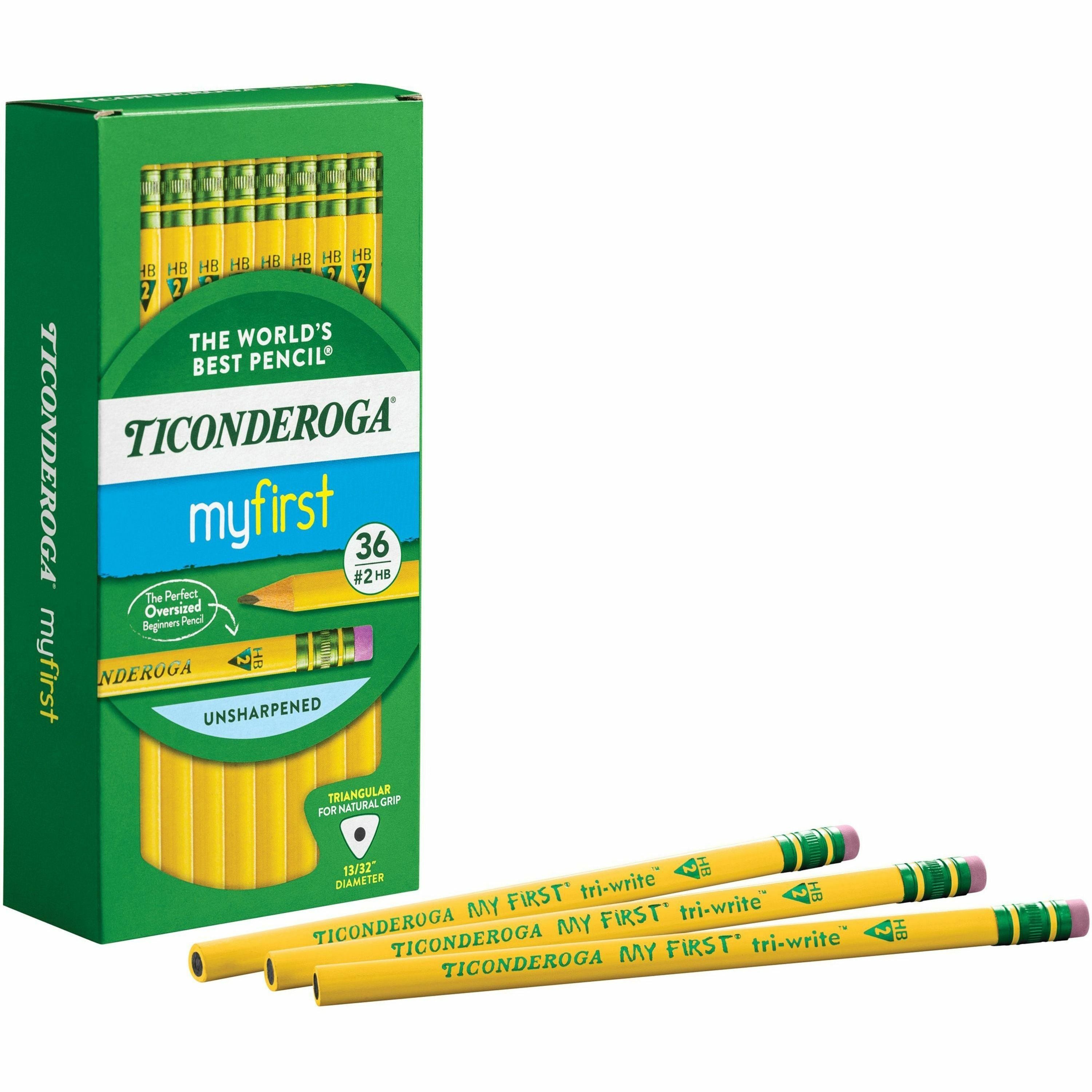 Ticonderoga My First Tri-Write No. 2 Pencils - #2 Lead - Yellow Barrel - 36 / Box -