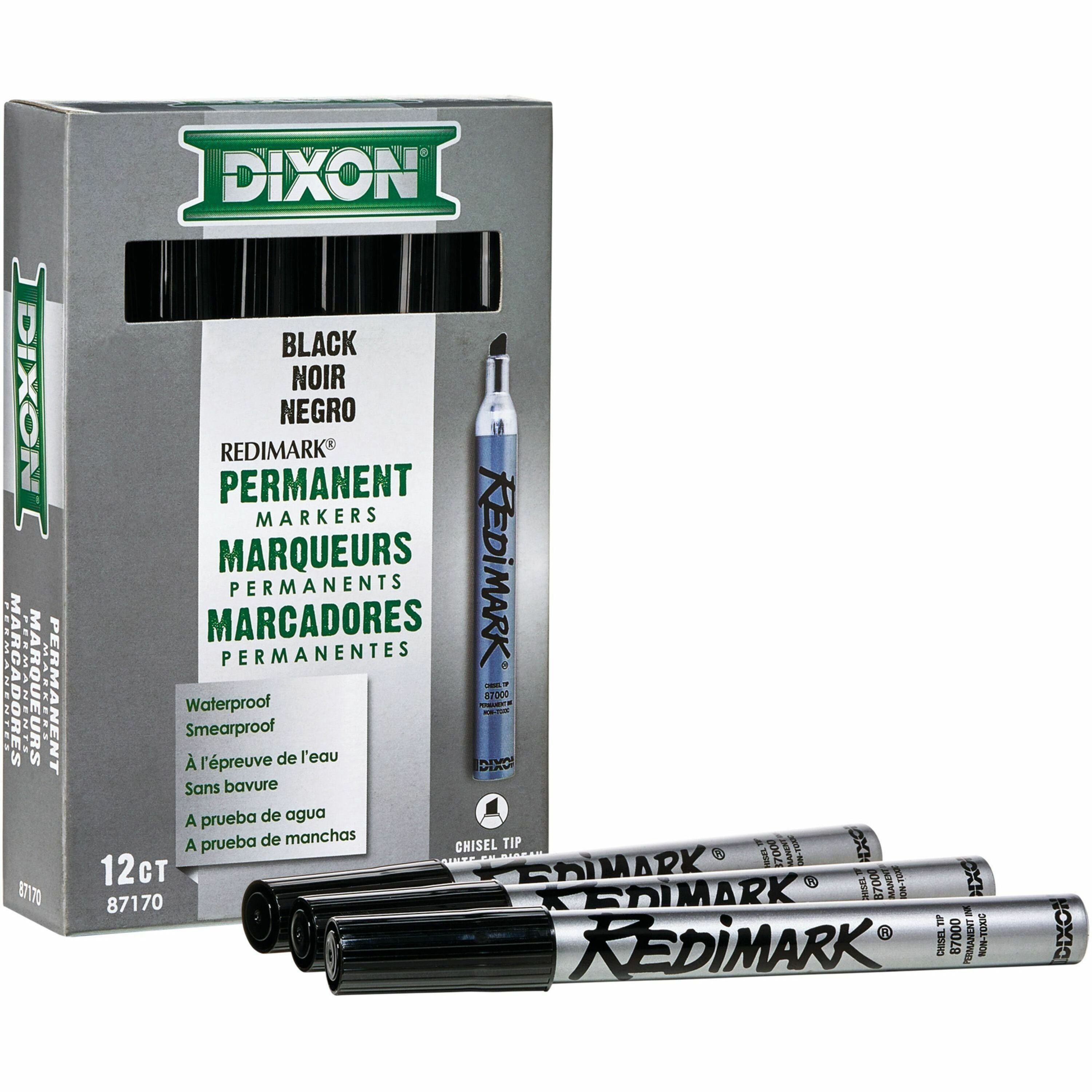 dixon-redimark-chisel-tip-permanent-markers-chisel-marker-point-style-black-metal-barrel-12-box_dix87170 - 1