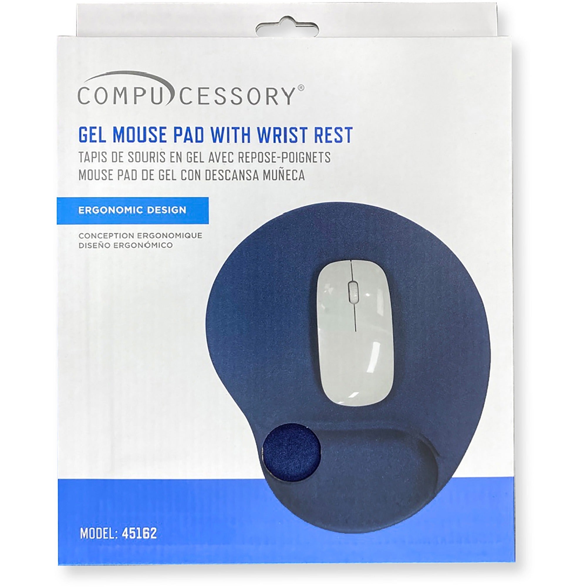 Compucessory Gel Mouse Pads - 9" x 10" x 1" Dimension - Blue - Gel - 1 Pack -