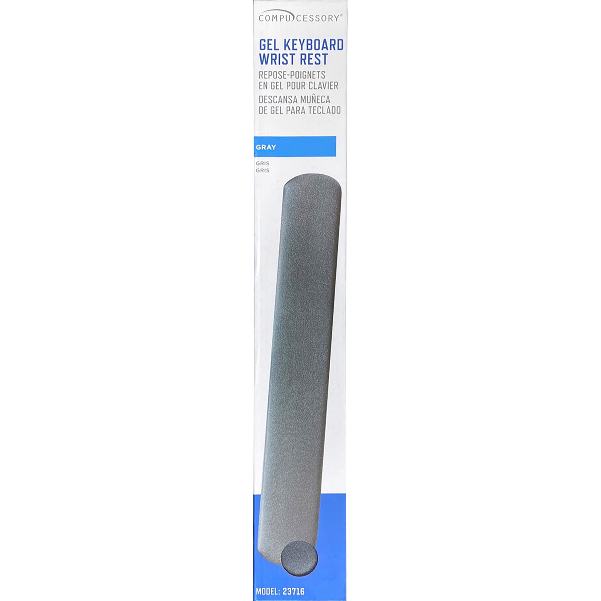 Compucessory Gel Keyboard Wrist Rest Pads - 19" x 2.87" x 0.75" Dimension - Gray - 1 Pack -