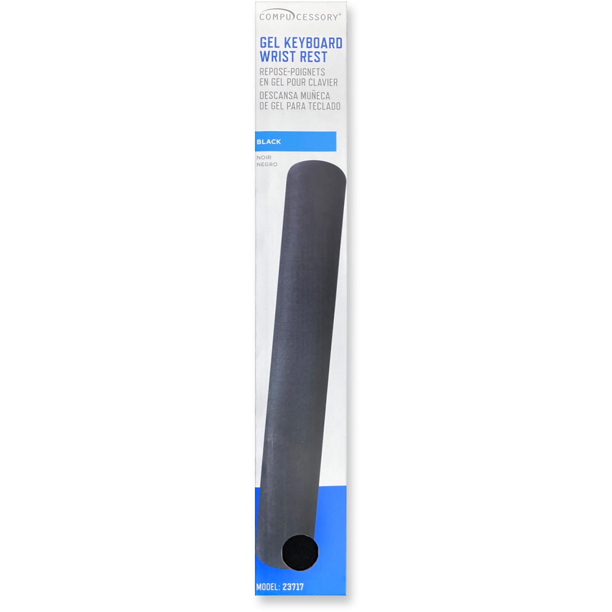Compucessory Gel Keyboard Wrist Rest Pads - 19" x 2.87" x 0.75" Dimension - Black - 1 Pack -