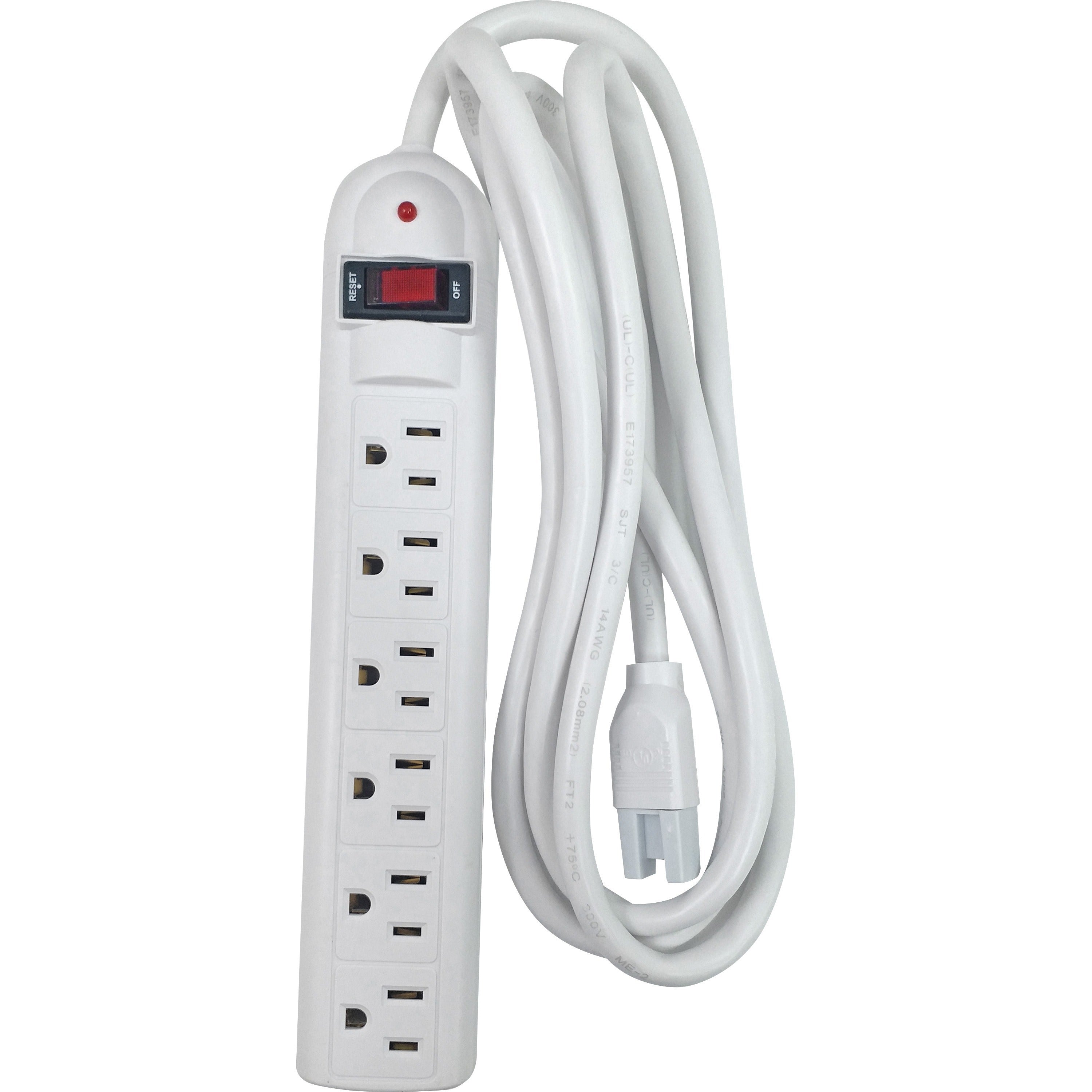 Compucessory 6-Outlet Strip Office Surge Protector - 6 x AC Power - 1080 J - 125 V AC Input - 125 V AC Output - 6 ft -