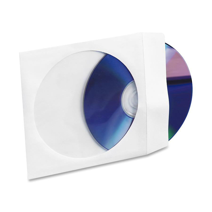 Compucessory CD/DVD White Window Envelopes - CD/DVD - 5" Width x 5" Length - 100 / Box - White -