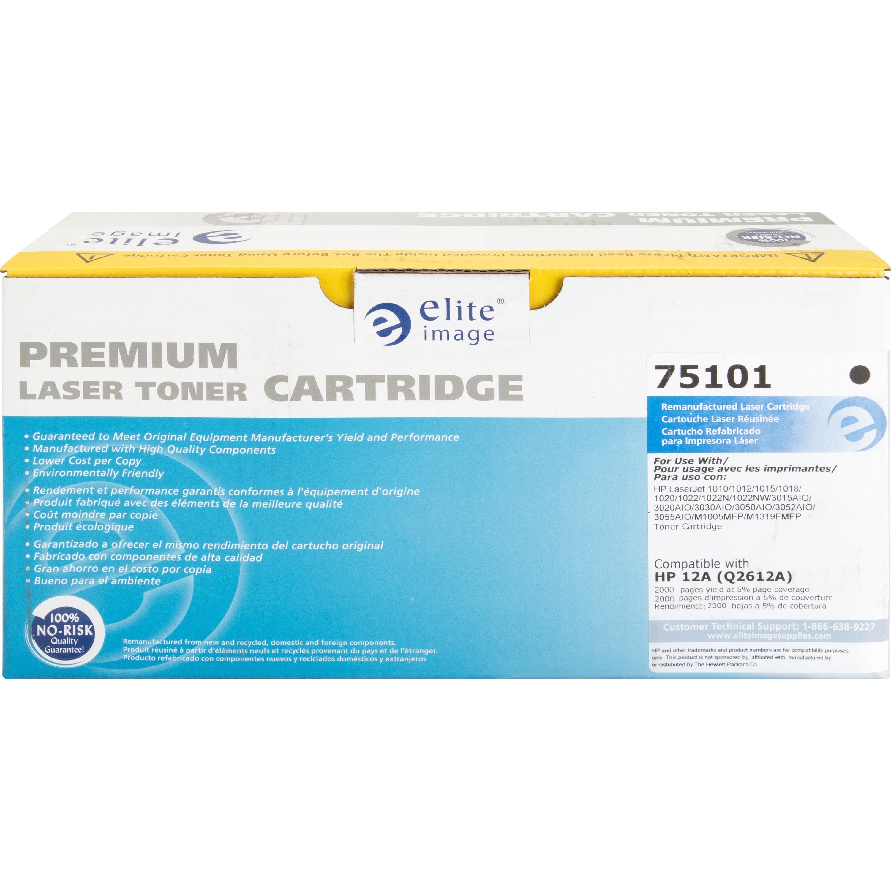 Elite Image Remanufactured Laser Toner Cartridge - Alternative for HP 12A (Q2612A) - Black - 1 Each - 2000 Pages -