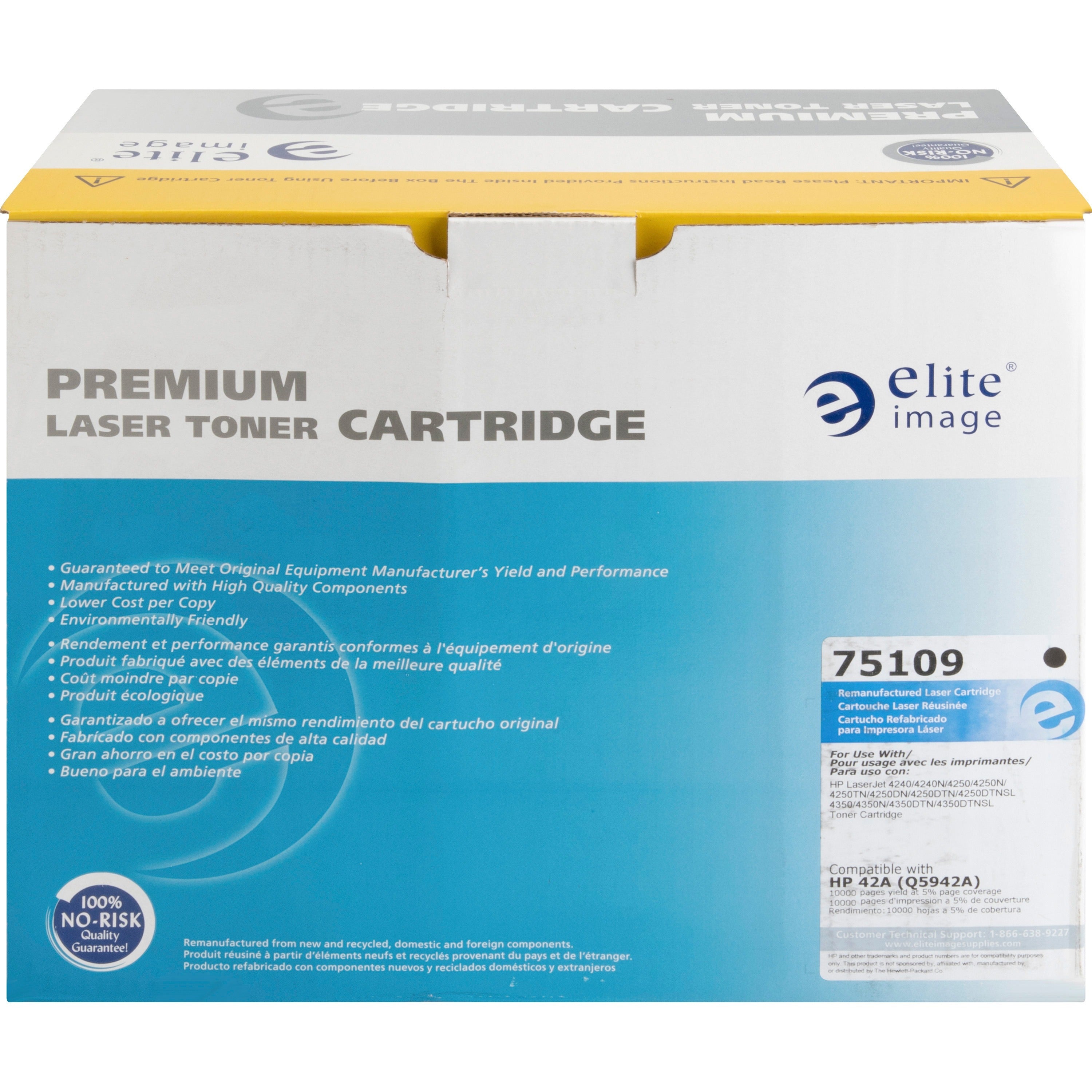 Elite Image Remanufactured Laser Toner Cartridge - Alternative for HP 42A (Q5942A) - Black - 1 Each - 10000 Pages -