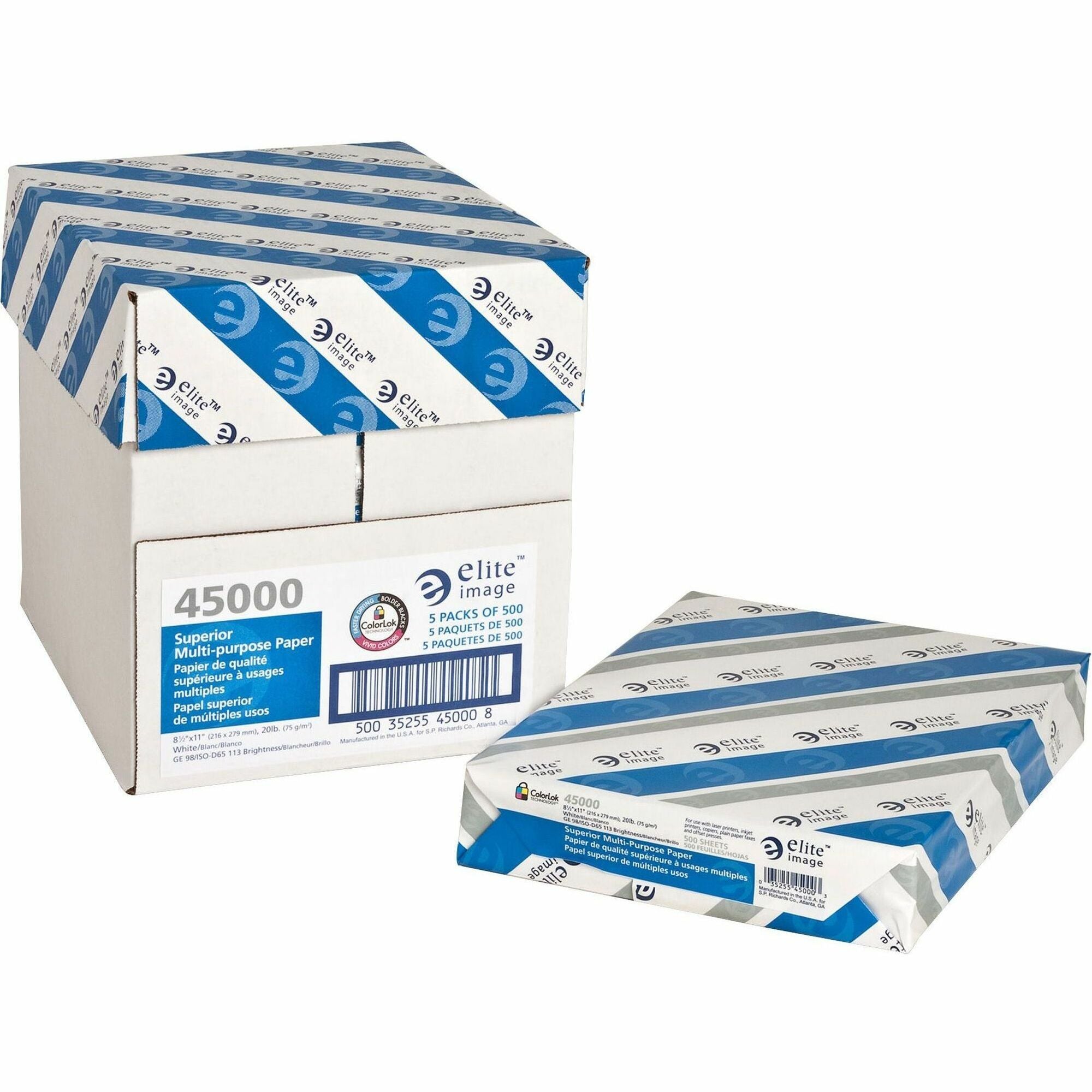 Elite Image Multipurpose Paper - 98 Brightness - Letter - 8 1/2" x 11" - 20 lb Basis Weight - 2500 / Carton - Sustainable Forestry Initiative (SFI) - White -