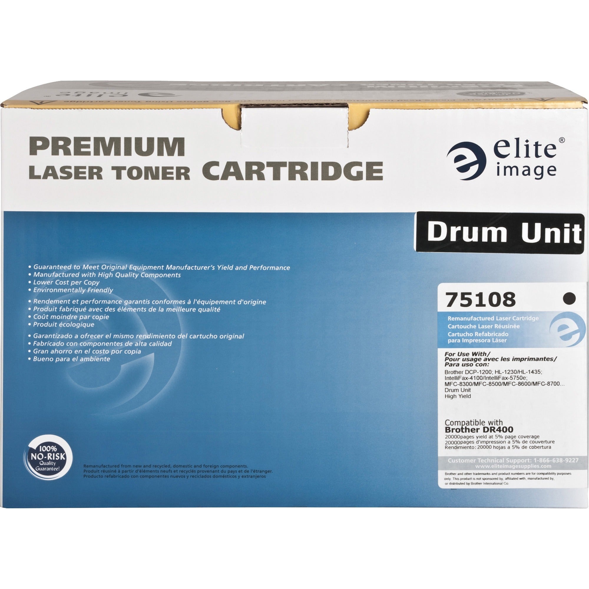 Elite Image Remanufactured Imaging Drum Alternative For Brother DR400 - Laser Print Technology - 20000 - 1 Each - Black -