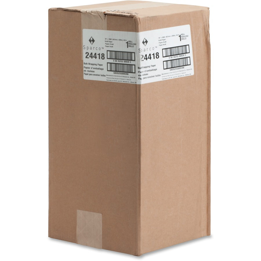 Sparco Bulk Kraft Wrapping Paper - 18" Width x 1050 ft Length - 1 Wrap(s) - Kraft - Brown - 1 / Box -