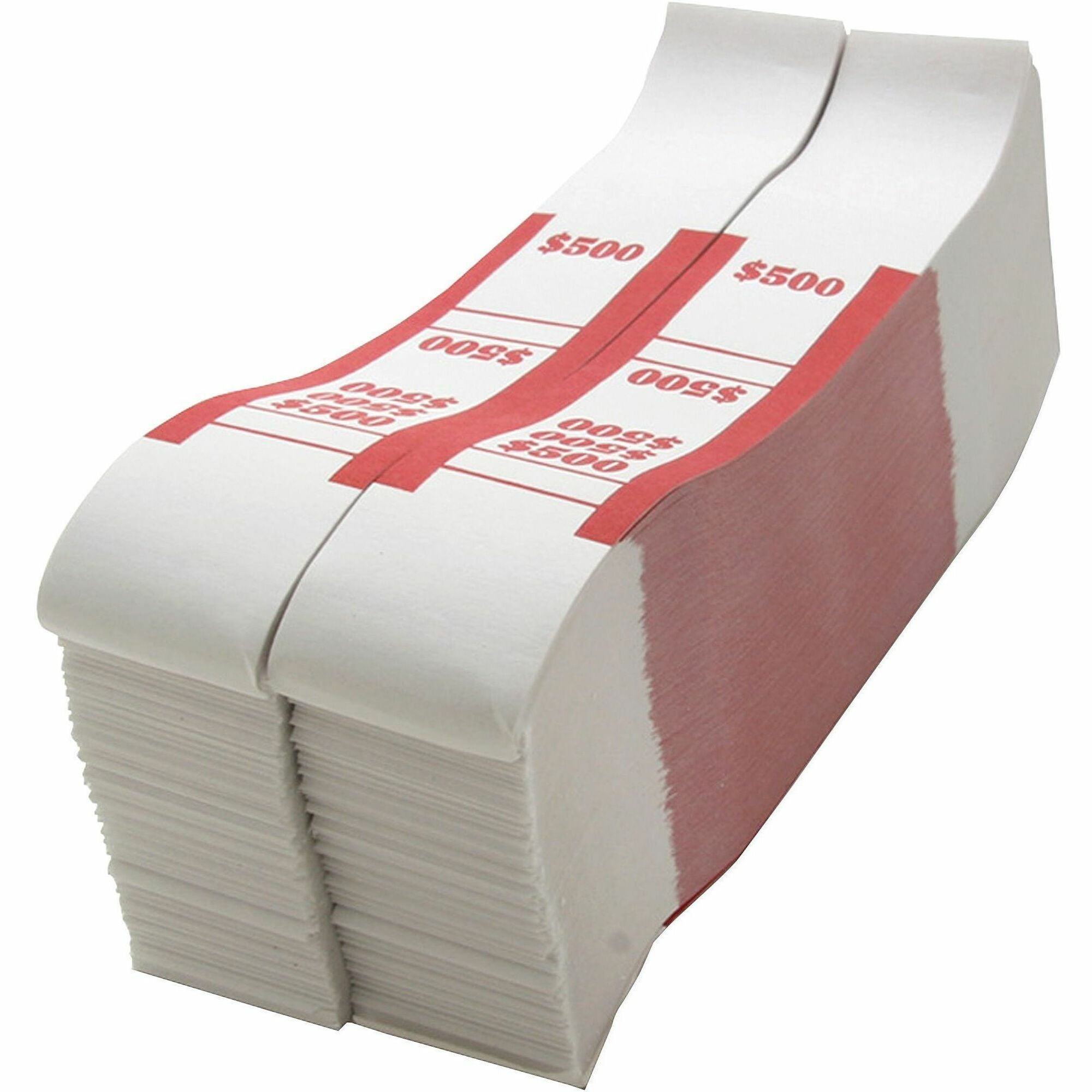 Sparco White Kraft ABA Bill Straps - 1000 Wrap(s)Total $500 in $5 Denomination - Kraft - Red - 1000 / Pack -