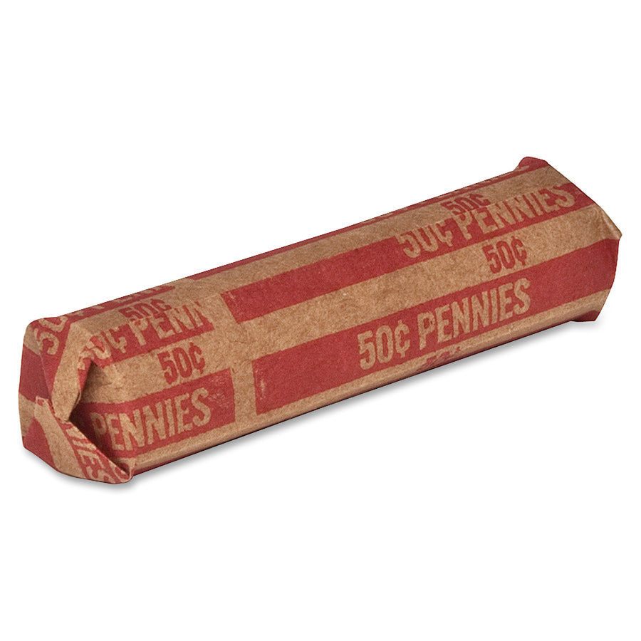 Sparco Flat Coin Wrappers - 1000 Wrap(s)Total $0.50 in 50 Coins of 1 Denomination - 60 lb Basis Weight - Kraft - Red - 1000 / Pack -