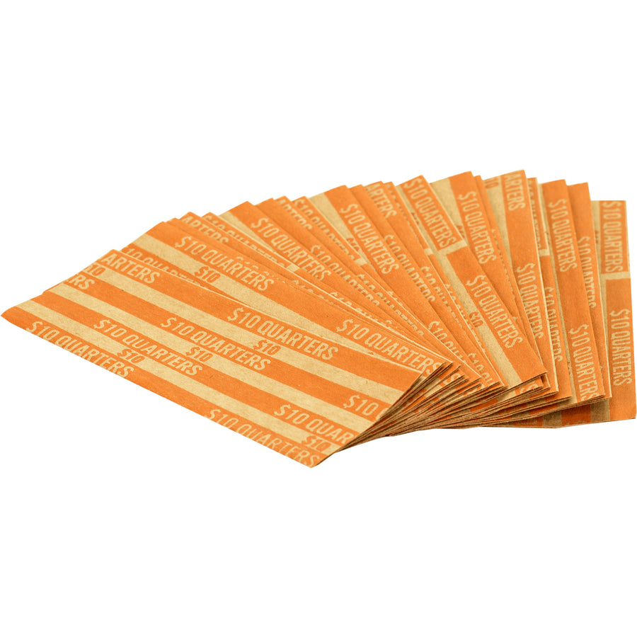 Sparco Flat Coin Wrappers - 1000 Wrap(s)Total $10 in 40 Coins of 25 Denomination - 60 lb Basis Weight - Kraft - Orange - 1000 / Pack -