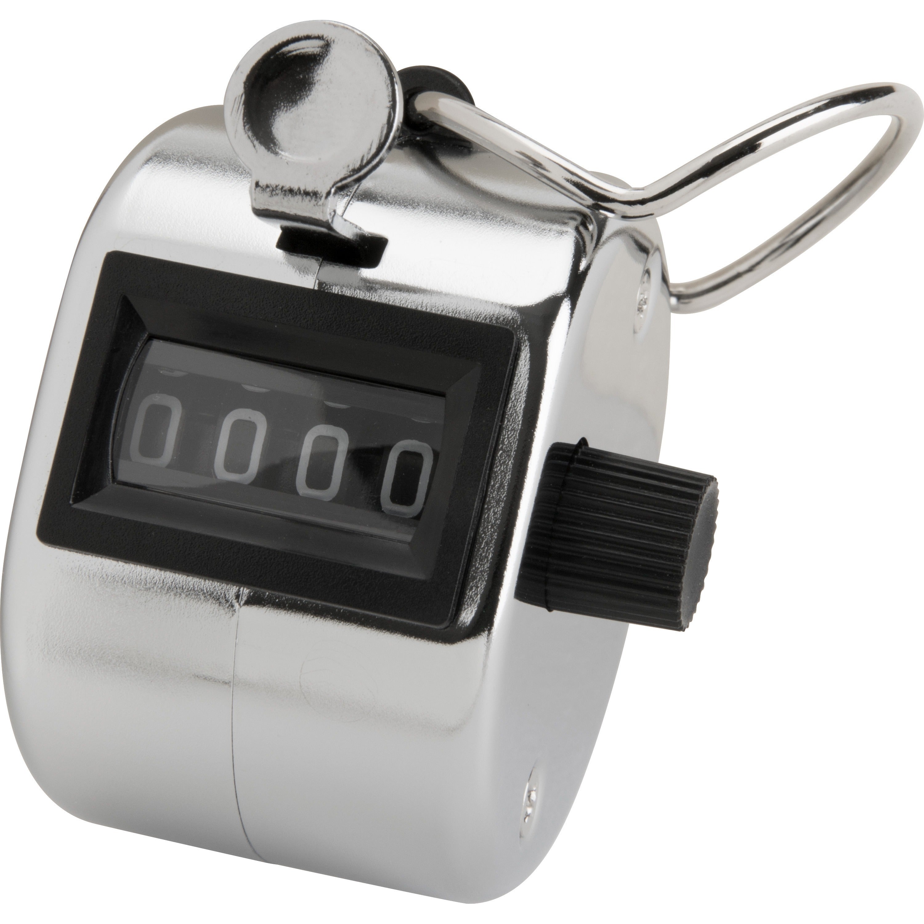 Sparco Finger Ring Tally Counter - 4 Digit - Finger Ring - Handheld - Chrome Plated Steel - Silver -