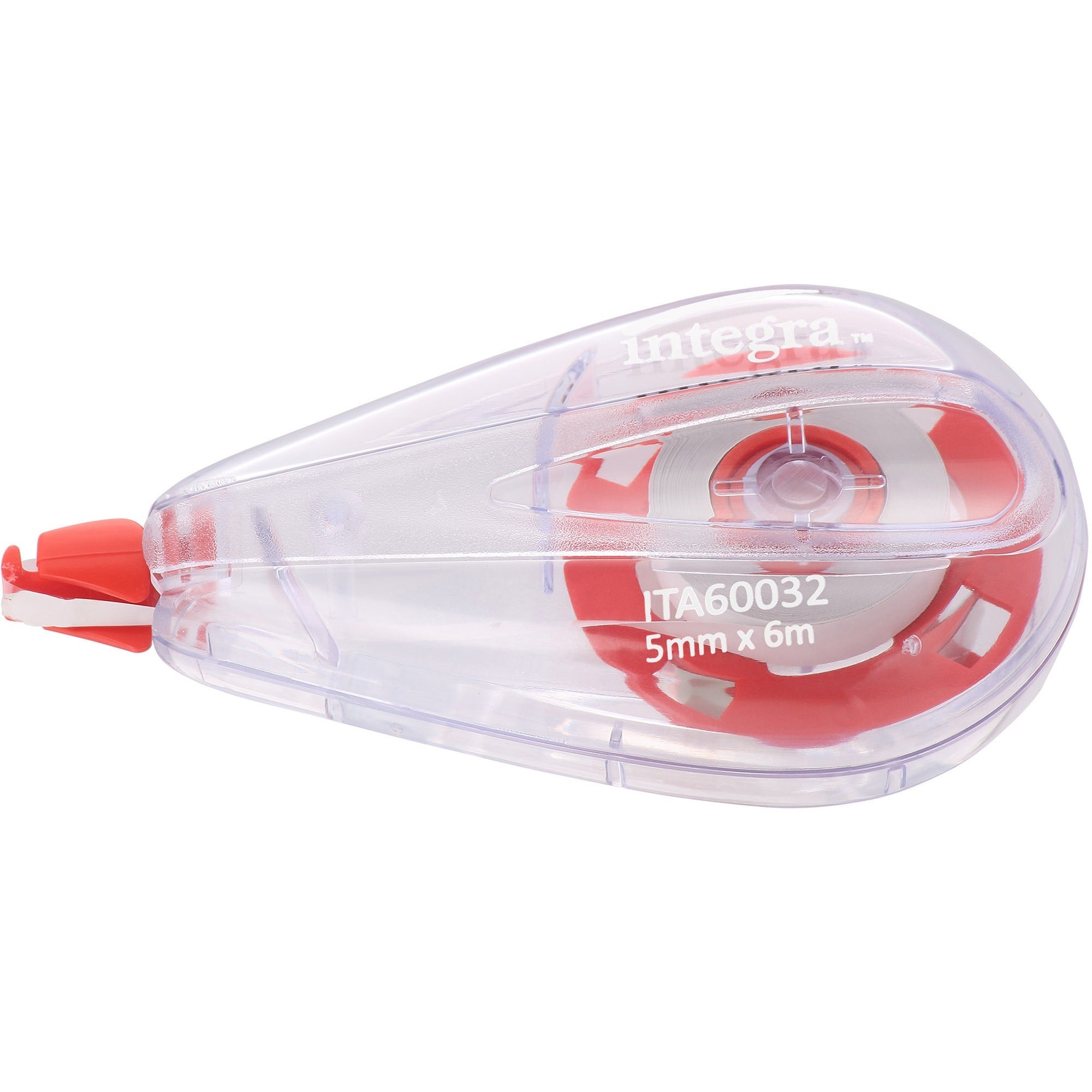 Integra White Correction Tape - 0.20" Width x 19.69 ft Length - White TapeWhite Dispenser - Non-refillable - 1 Each - White -