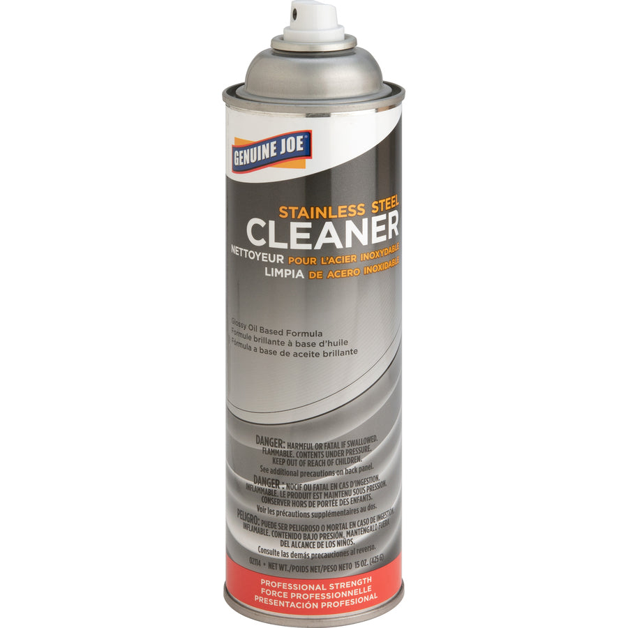 Genuine Joe Stainless Steel Cleaner - For Metal Surface - 15 fl oz (0.5 quart)Can - 1 Each - Pleasant Scent, Luster - Multi -