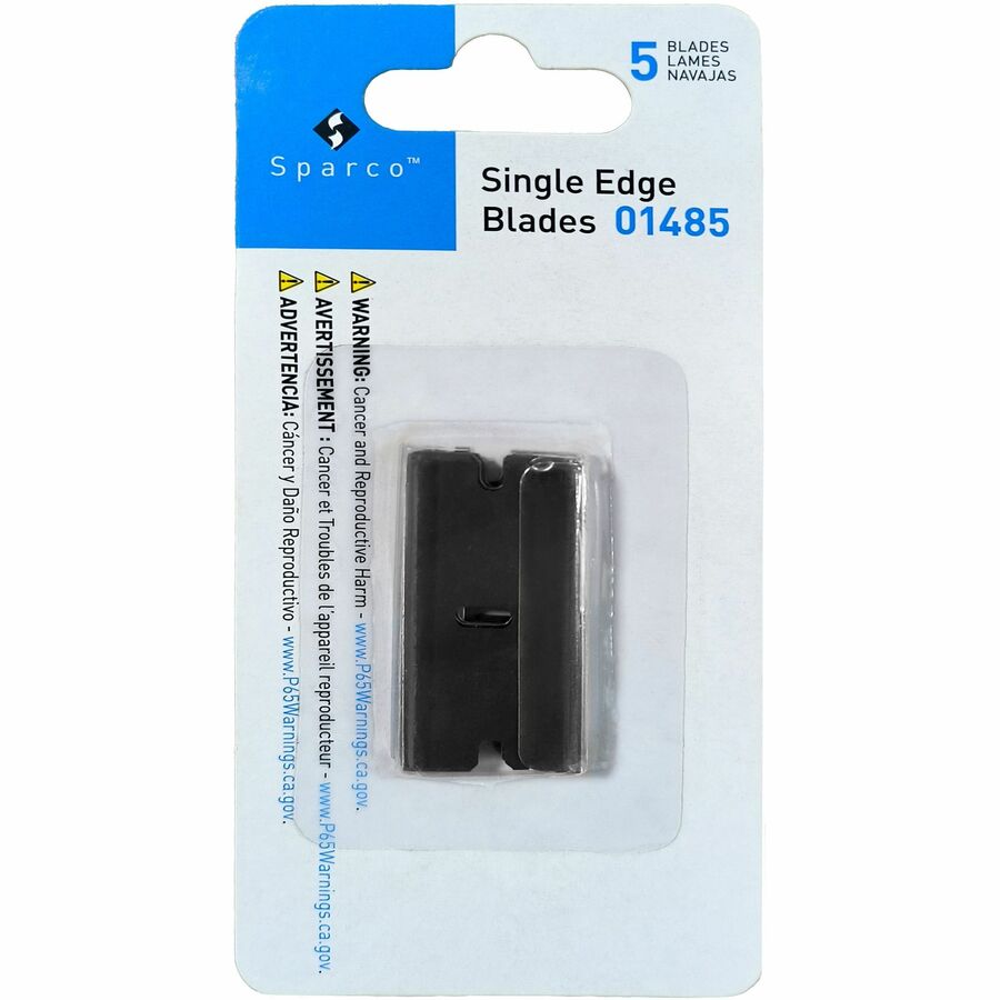 Sparco Tap-Action Razor Knife Refill Blades - 1.50" Length x 1" Thickness - Straight Style - Steel - 5 / Pack - Stainless Steel -