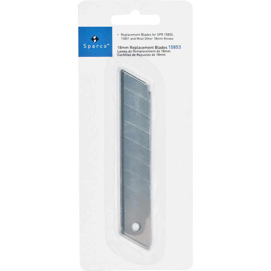 Sparco Replacement Snap-Off Blades - 4" Length x 0.71" Thickness - Straight Style - Snap-off, Durable - Steel - 5 / Pack - Silver -