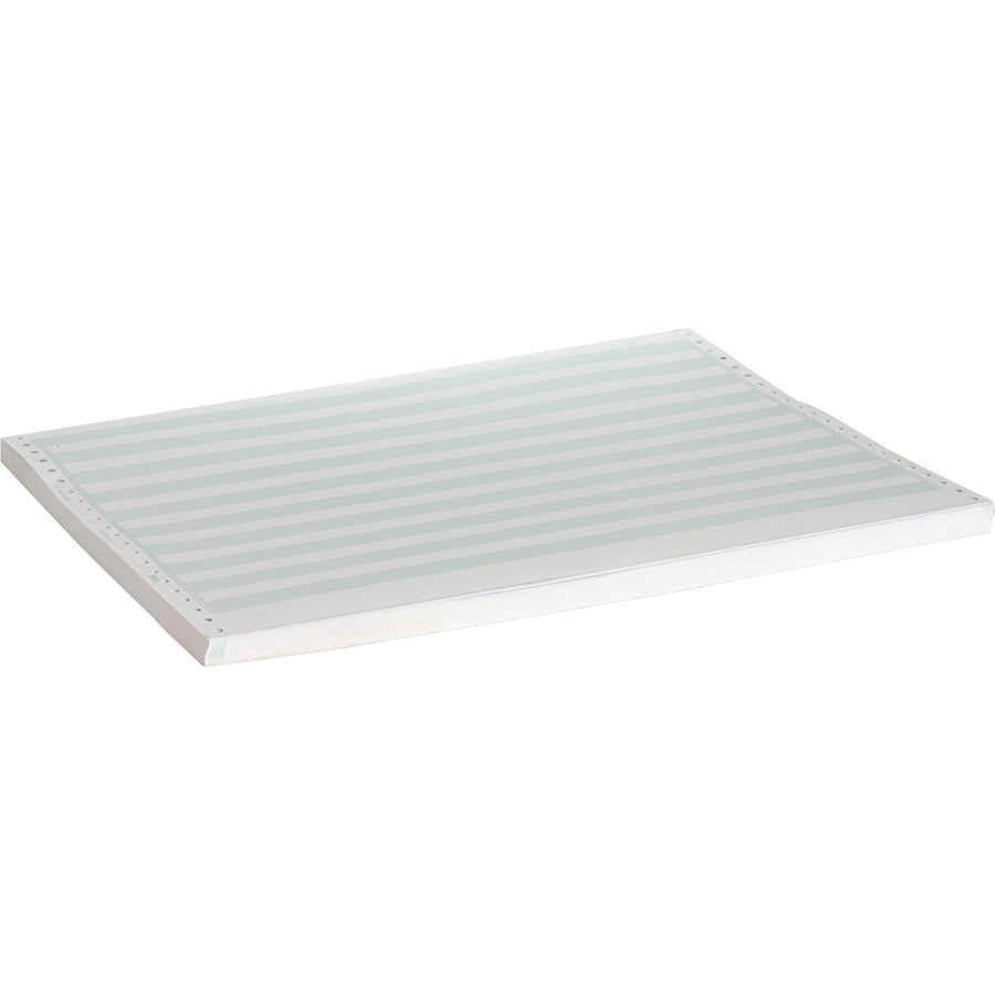 Sparco Continous-form 1/2" Green Bar Computer Paper - 14 7/8" x 11" - 20 lb Basis Weight - 2400 / Carton - Perforated - Green Bar -