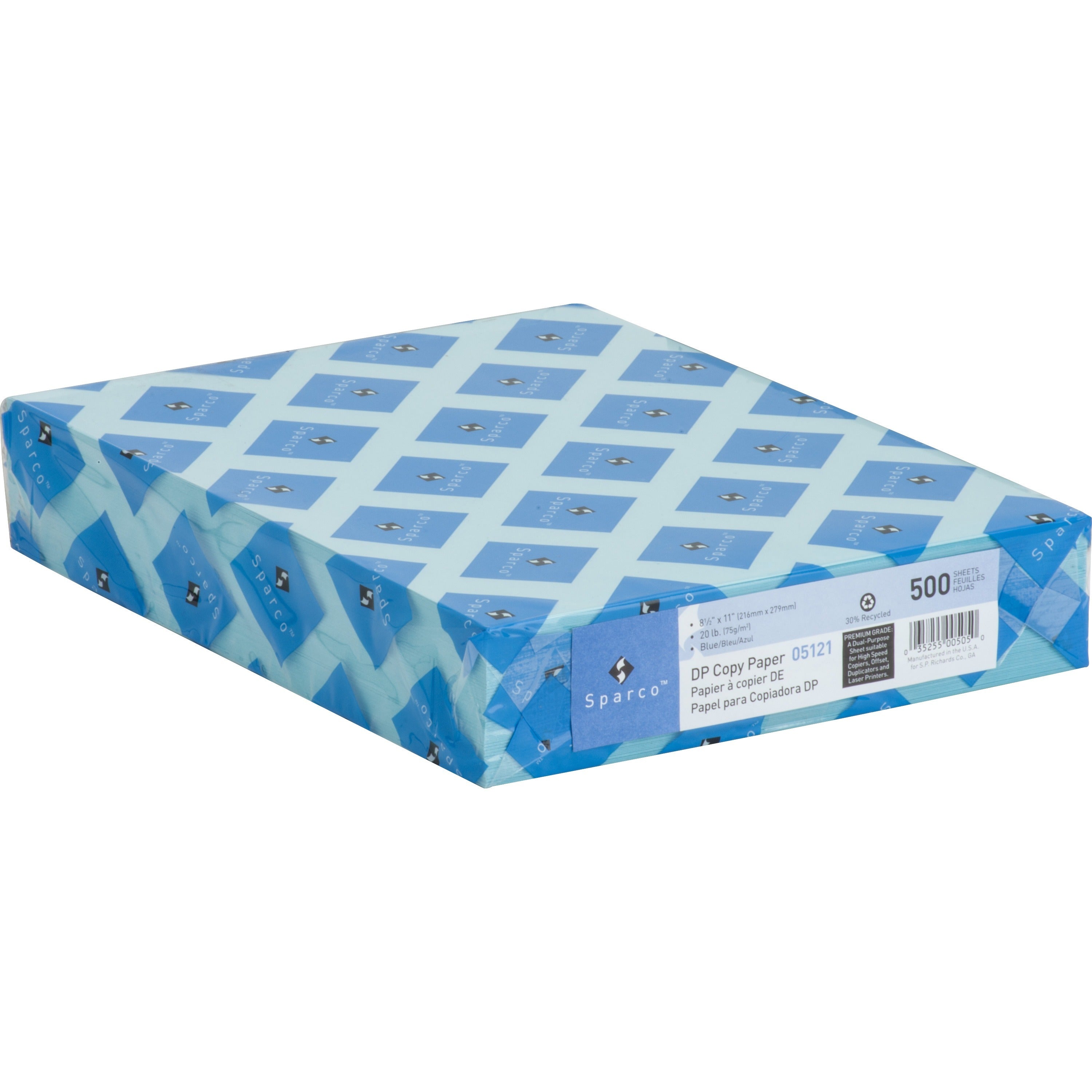 Sparco Premium Copy Paper - Blue - Letter - 8 1/2" x 11" - 20 lb Basis Weight - 500 / Ream - Sustainable Forestry Initiative (SFI) - Lint-free, Acid-free, Archival-safe - Blue -