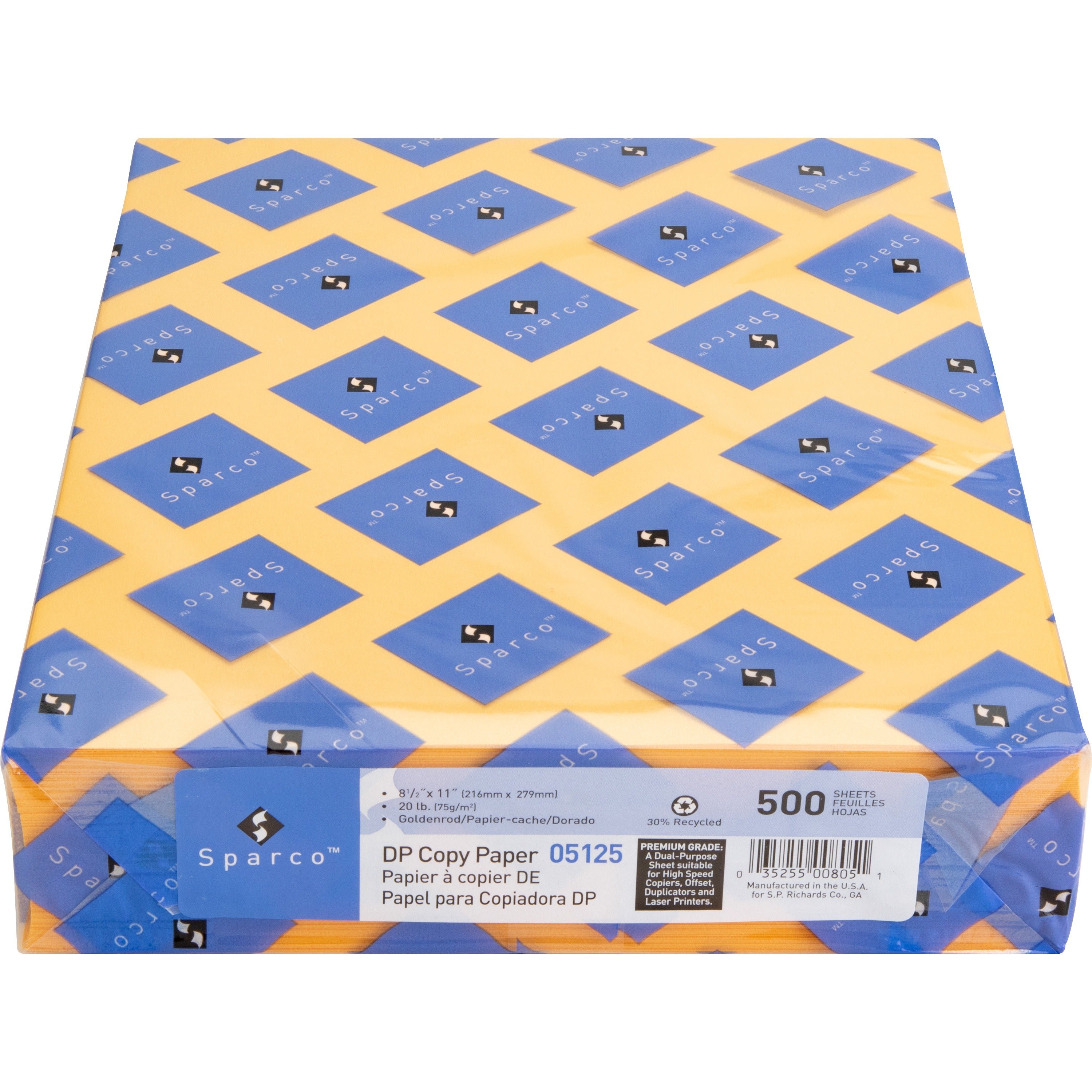 Sparco Premium Copy Paper - Goldenrod - Letter - 8 1/2" x 11" - 20 lb Basis Weight - 500 / Ream - Sustainable Forestry Initiative (SFI) - Lint-free, Archival-safe, Acid-free - Goldenrod -