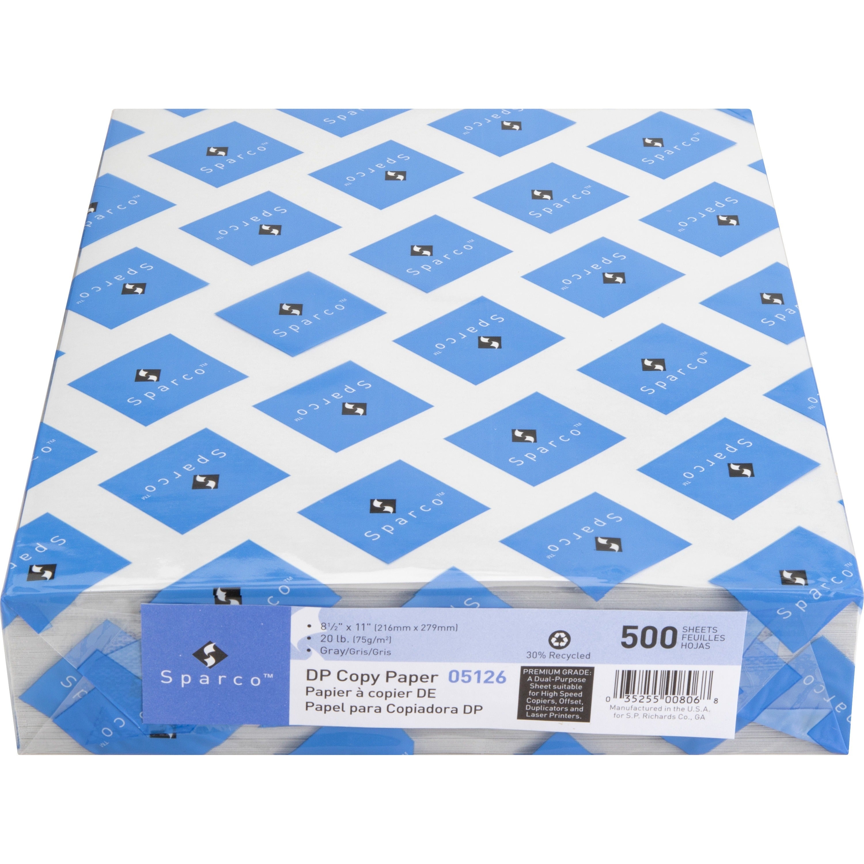 Sparco Premium Copy Paper - Gray - Letter - 8 1/2" x 11" - 20 lb Basis Weight - 500 / Ream - Sustainable Forestry Initiative (SFI) - Lint-free, Acid-free, Archival-safe - Gray -