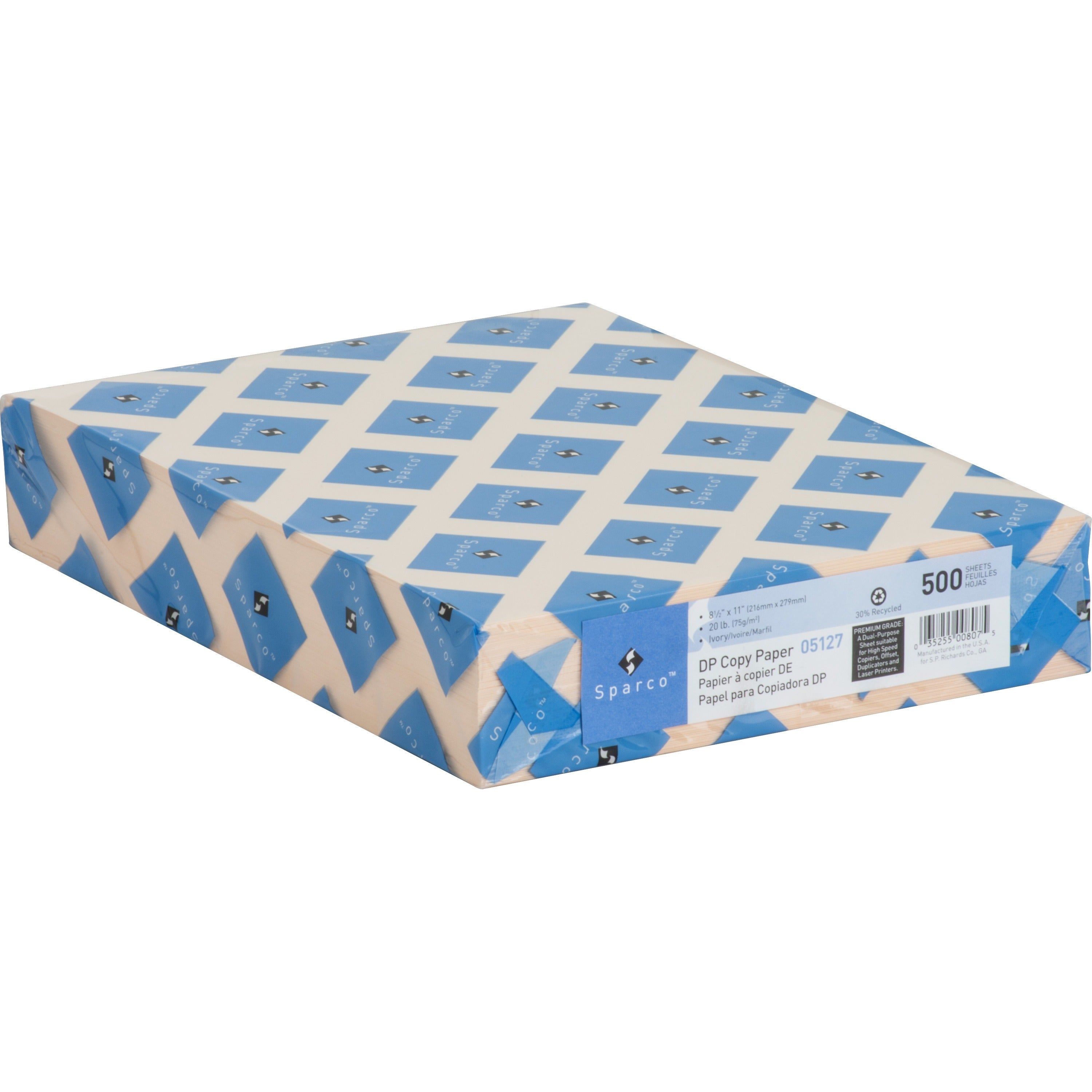 Sparco Premium Copy Paper - Ivory - Letter - 8 1/2" x 11" - 20 lb Basis Weight - 500 / Ream - Sustainable Forestry Initiative (SFI) - Lint-free, Acid-free, Archival-safe - Ivory -